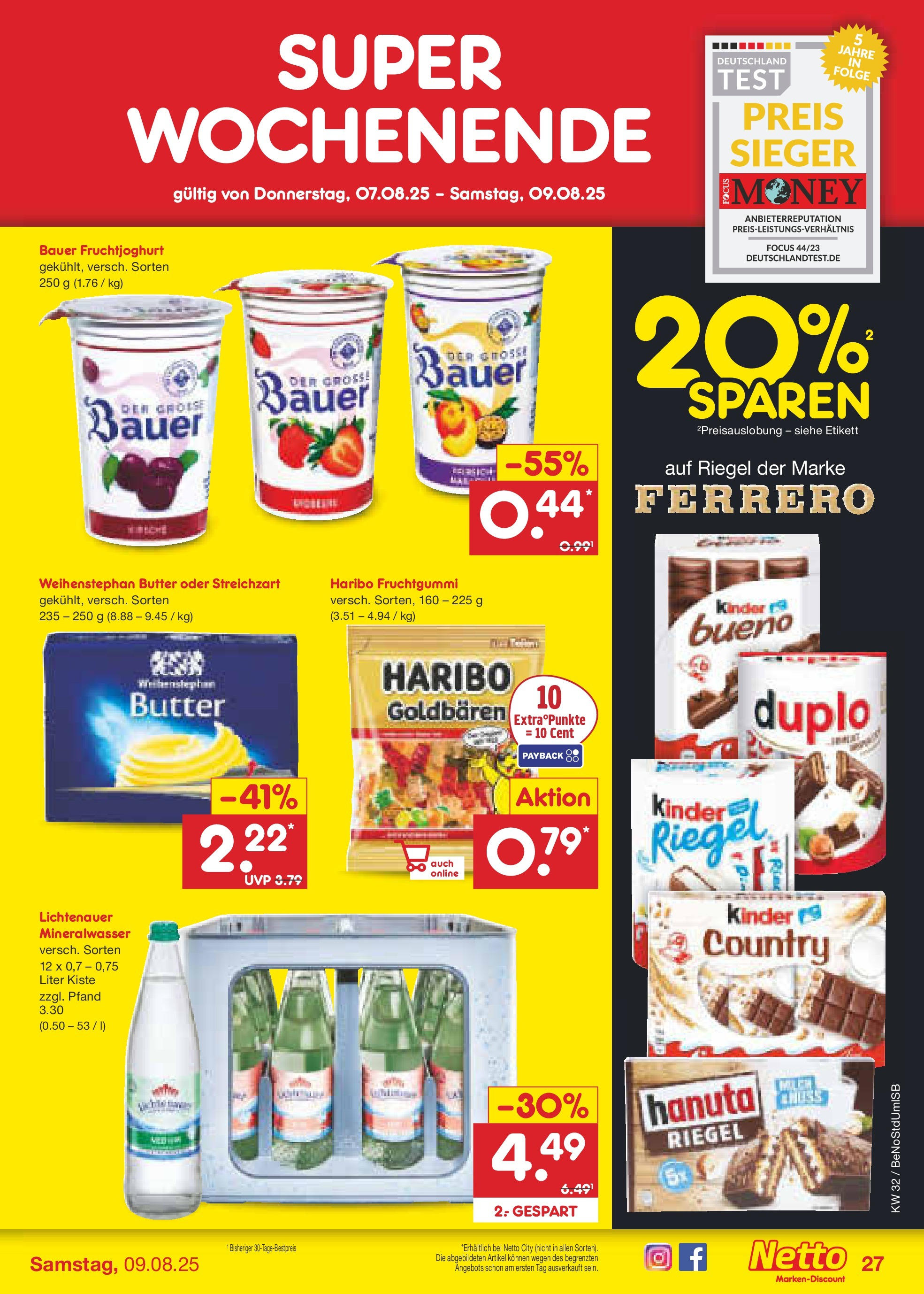 Netto Marken-Discount prospekt Berlin-Spandau (ab 04.08.2025) » Angebote | Seite: 47 | Produkte: Butter, Fruchtjoghurt, Mineralwasser, Weihenstephan butter Netto Marken-Discount prospekt Berlin-Spandau (ab 04.08.2025) » Angebote | Seite: 47 | Produkte: Butter, Fruchtjoghurt, Mineralwasser, Weihenstephan butter
