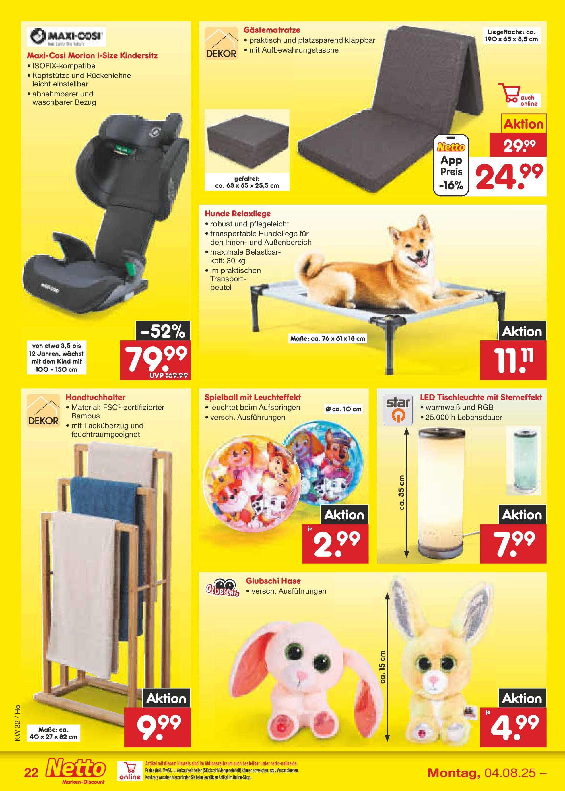 Netto Marken-Discount prospekt Braunschweig-Lamme (ab 04.08.2025) » Angebote | Seite: 38 | Produkte: Relaxliege, Handtuchhalter Netto Marken-Discount prospekt Braunschweig-Lamme (ab 04.08.2025) » Angebote | Seite: 38 | Produkte: Relaxliege, Handtuchhalter