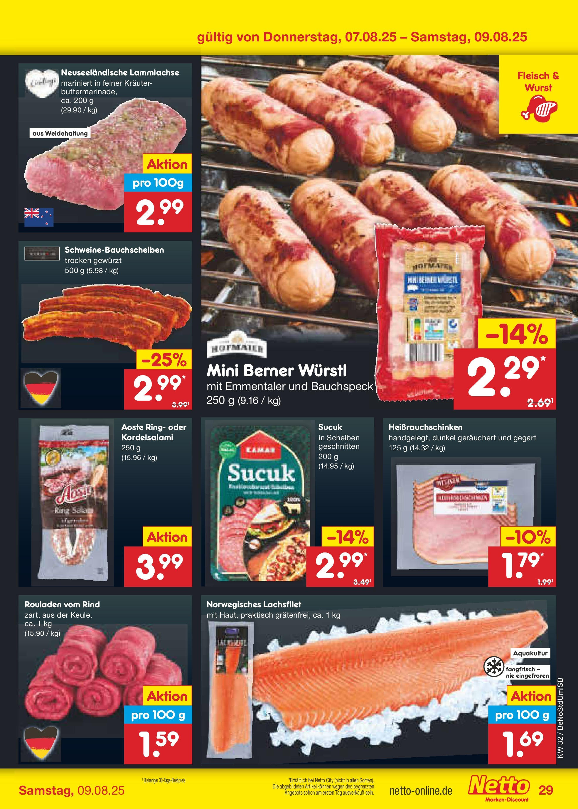 Netto Marken-Discount prospekt Berlin-Spandau (ab 04.08.2025) » Angebote | Seite: 49 | Produkte: Würstl, Wurst, Fleisch Netto Marken-Discount prospekt Berlin-Spandau (ab 04.08.2025) » Angebote | Seite: 49 | Produkte: Würstl, Wurst, Fleisch