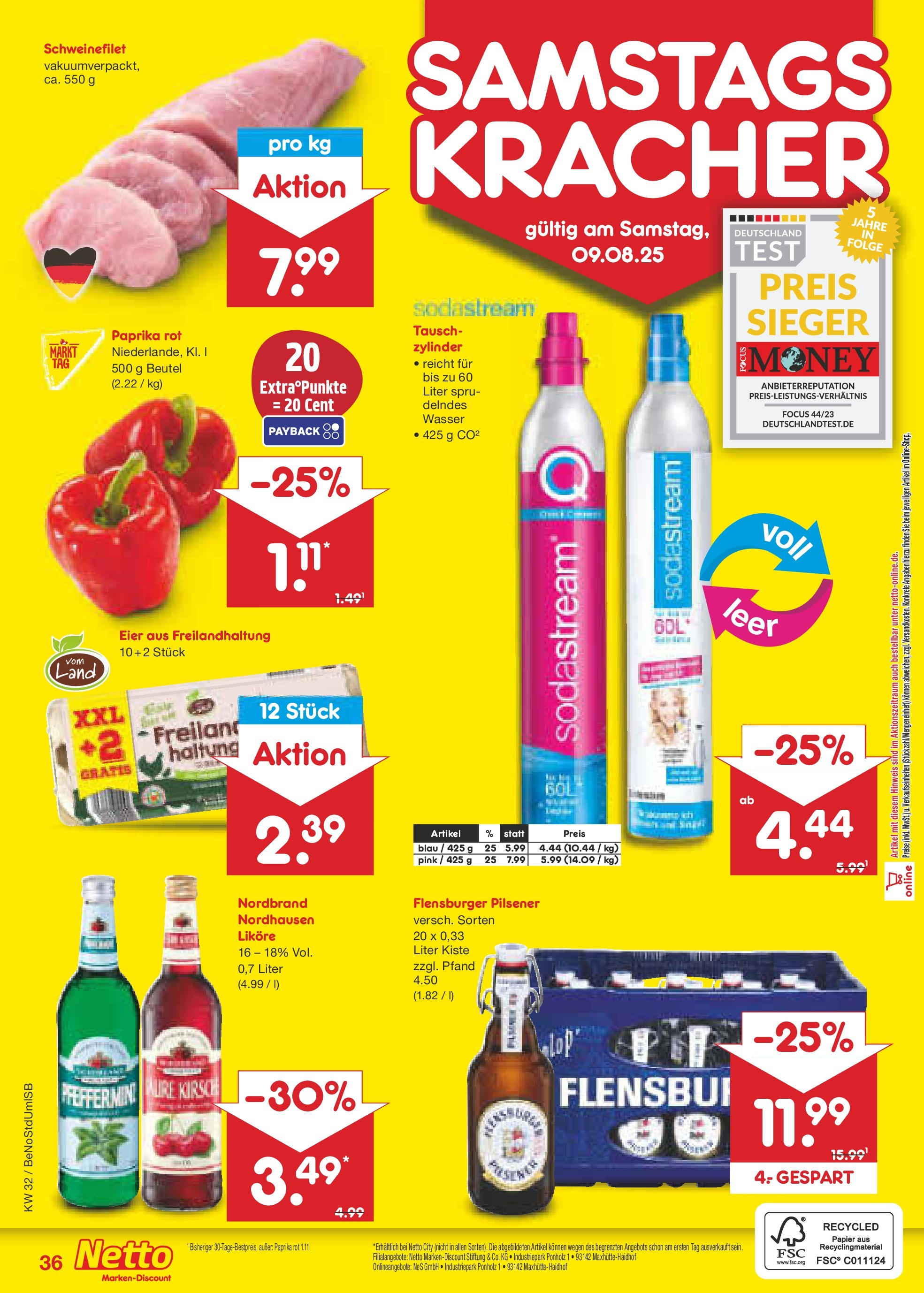 Netto Marken-Discount prospekt Berlin-Spandau (ab 04.08.2025) » Angebote | Seite: 60 | Produkte: Paprika rot, Flensburger, Schweinefilet, Wasser Netto Marken-Discount prospekt Berlin-Spandau (ab 04.08.2025) » Angebote | Seite: 60 | Produkte: Paprika rot, Flensburger, Schweinefilet, Wasser