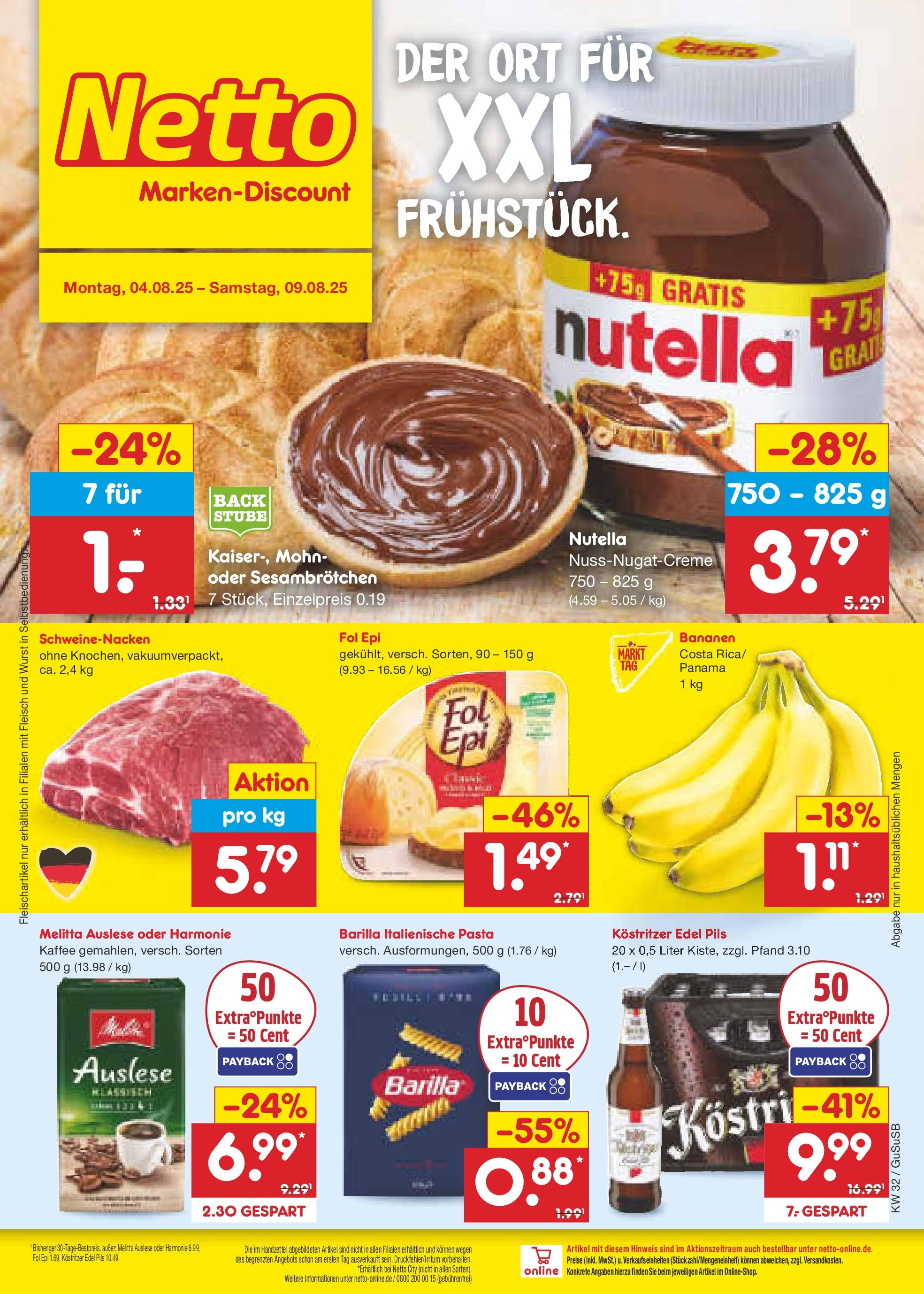 Netto Marken-Discount prospekt Rodewisch (ab 04.08.2025) » Angebote | Seite: 1 | Produkte: Barilla, Grat, Wurst, Pasta Netto Marken-Discount prospekt Rodewisch (ab 04.08.2025) » Angebote | Seite: 1 | Produkte: Barilla, Grat, Wurst, Pasta