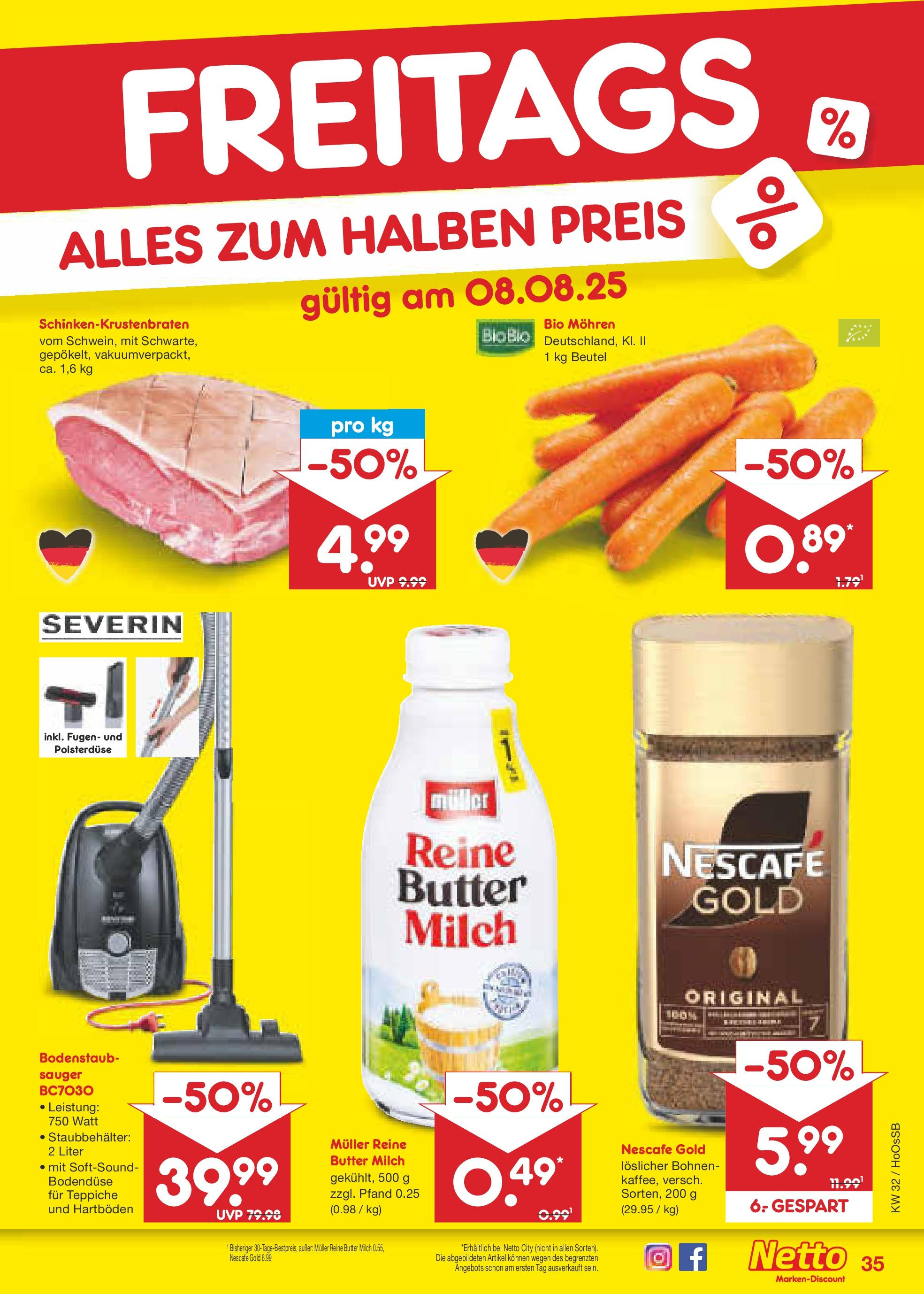 Netto Marken-Discount prospekt Braunschweig-Lamme (ab 04.08.2025) » Angebote | Seite: 59 | Produkte: Milch, Butter, Mohren, Nescafe gold Netto Marken-Discount prospekt Braunschweig-Lamme (ab 04.08.2025) » Angebote | Seite: 59 | Produkte: Milch, Butter, Mohren, Nescafe gold