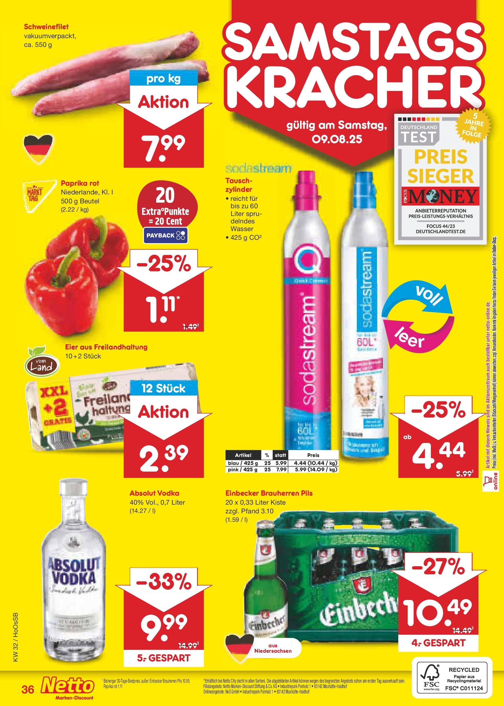 Netto Marken-Discount prospekt Braunschweig-Lamme (ab 04.08.2025) » Angebote | Seite: 60 | Produkte: Eier, Paprika rot, Schweinefilet, Wasser Netto Marken-Discount prospekt Braunschweig-Lamme (ab 04.08.2025) » Angebote | Seite: 60 | Produkte: Eier, Paprika rot, Schweinefilet, Wasser