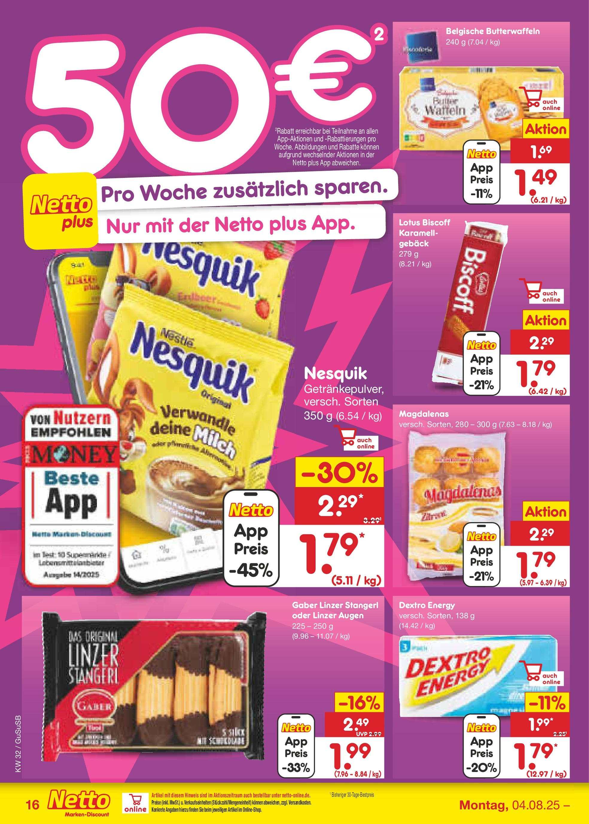 Netto Marken-Discount prospekt Rodewisch (ab 04.08.2025) » Angebote | Seite: 20 | Produkte: Milch, Energy, Butter, Waffeln Netto Marken-Discount prospekt Rodewisch (ab 04.08.2025) » Angebote | Seite: 20 | Produkte: Milch, Energy, Butter, Waffeln
