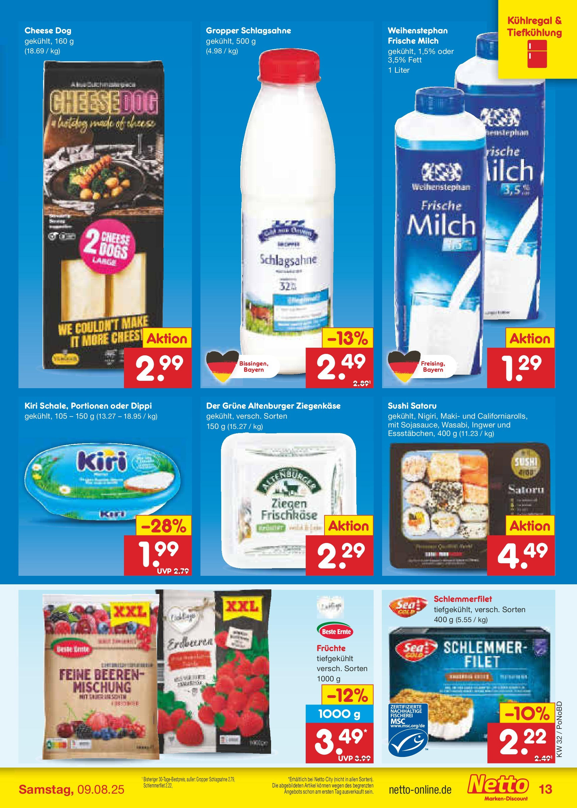 Netto Marken-Discount prospekt Selb (ab 04.08.2025) » Angebote | Seite: 19 | Produkte: Schlagsahne, Milch, Ziegenkäse, Erdbeeren Netto Marken-Discount prospekt Selb (ab 04.08.2025) » Angebote | Seite: 19 | Produkte: Schlagsahne, Milch, Ziegenkäse, Erdbeeren