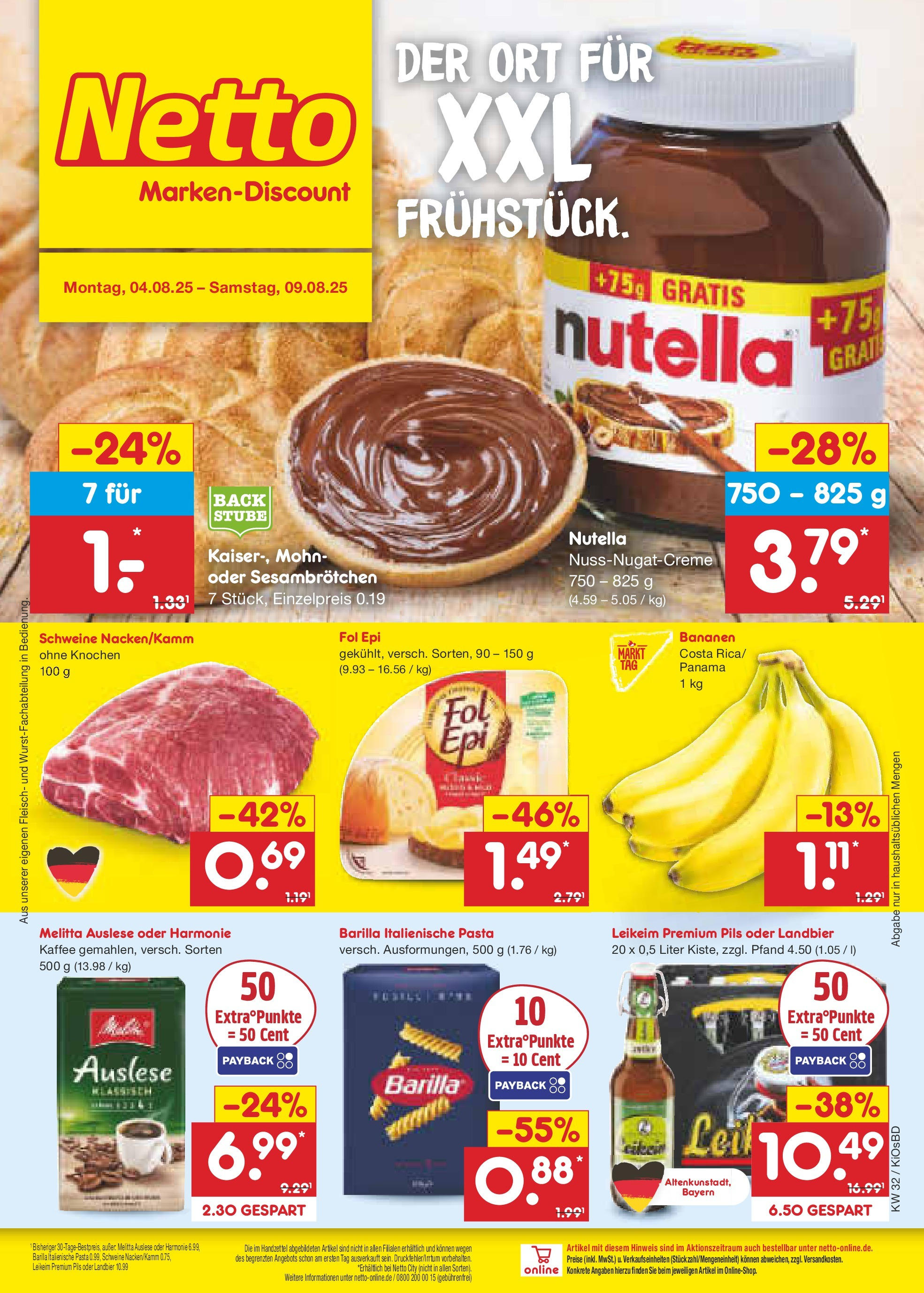 Netto Marken-Discount prospekt Mistelbach (ab 04.08.2025) » Angebote | Seite: 1 | Produkte: Pils, Grat, Nutella, Pasta Netto Marken-Discount prospekt Mistelbach (ab 04.08.2025) » Angebote | Seite: 1 | Produkte: Pils, Grat, Nutella, Pasta