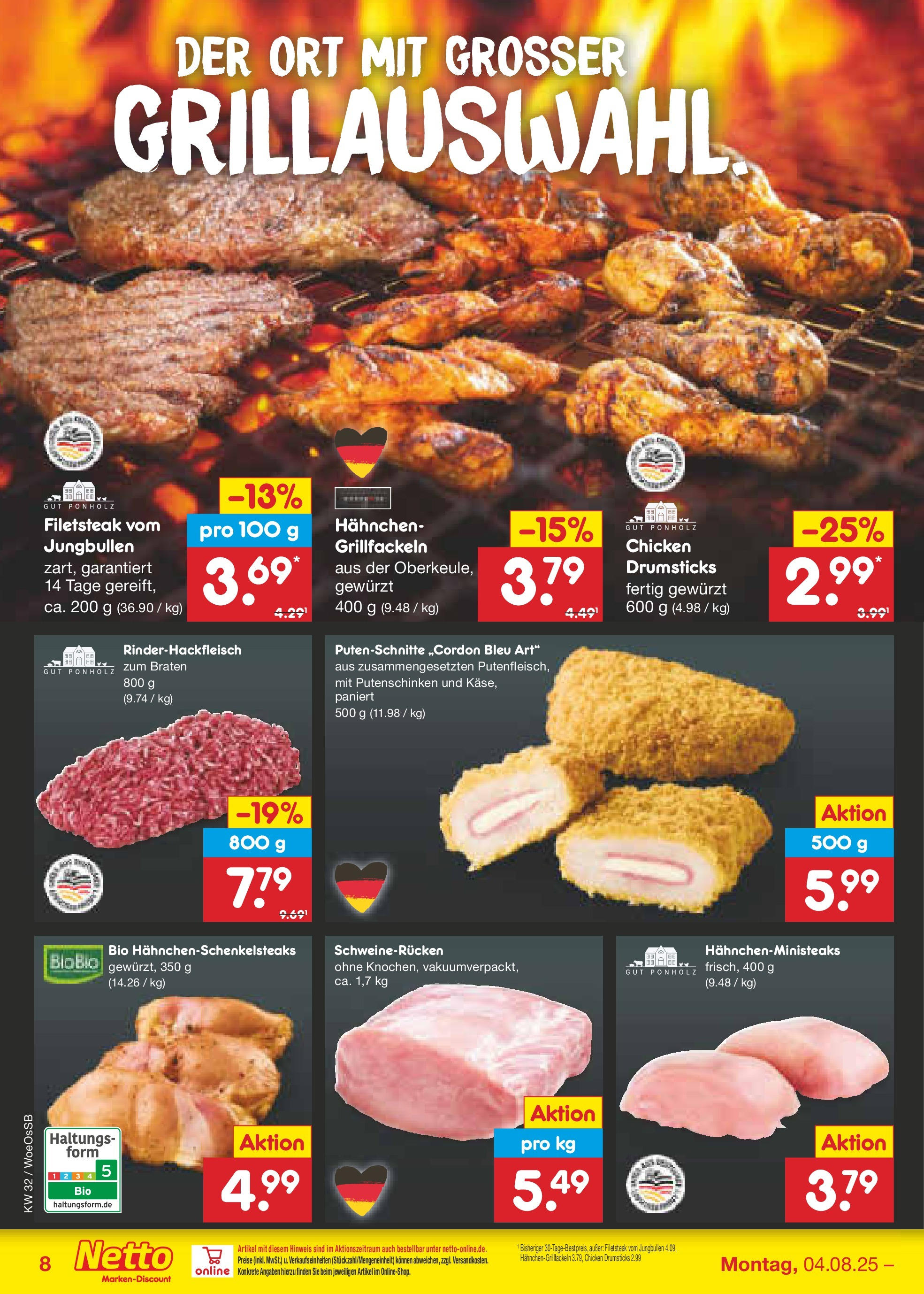 Netto Marken-Discount prospekt Gemmingen (ab 04.08.2025) » Angebote | Seite: 10 | Produkte: Hahnchen, Schweinerucken, Steak Netto Marken-Discount prospekt Gemmingen (ab 04.08.2025) » Angebote | Seite: 10 | Produkte: Hahnchen, Schweinerucken, Steak