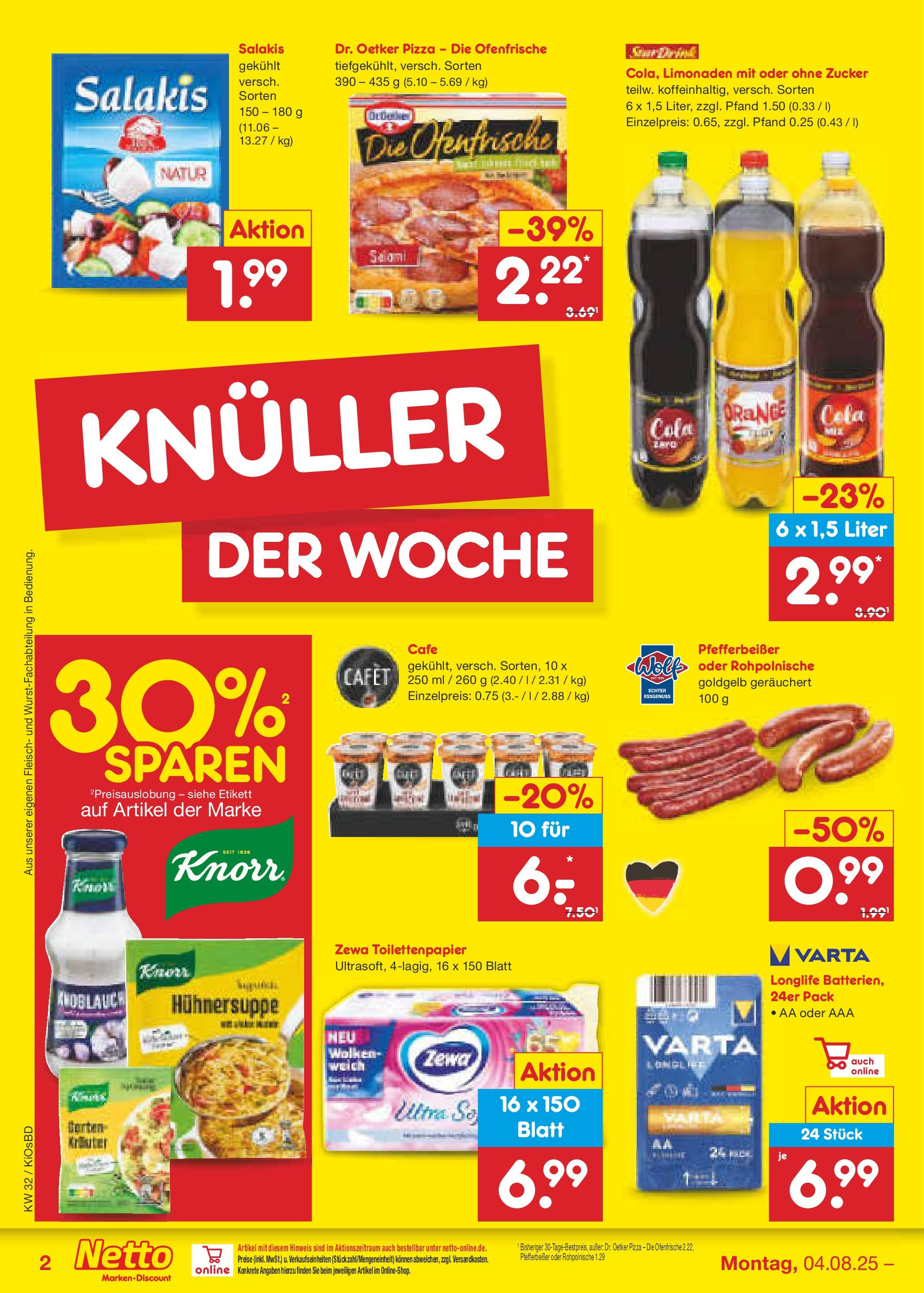 Netto Marken-Discount prospekt Mistelbach (ab 04.08.2025) » Angebote | Seite: 2 | Produkte: Zewa, Zucker, Salakis, Pizza Netto Marken-Discount prospekt Mistelbach (ab 04.08.2025) » Angebote | Seite: 2 | Produkte: Zewa, Zucker, Salakis, Pizza