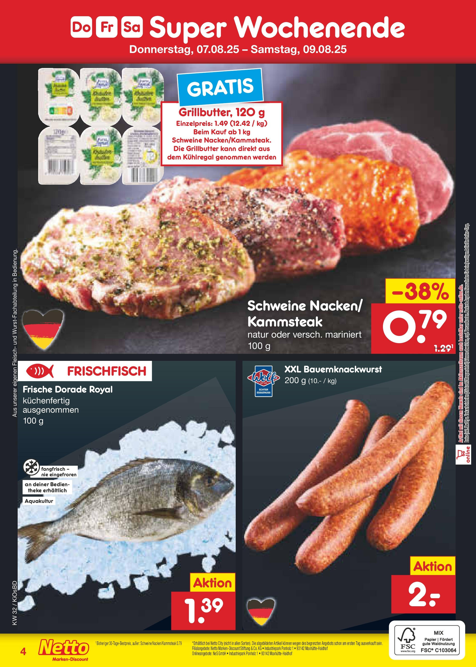 Netto Marken-Discount prospekt Mistelbach (ab 04.08.2025) » Angebote | Seite: 13 | Produkte: Dorade, Theke, Fleisch Netto Marken-Discount prospekt Mistelbach (ab 04.08.2025) » Angebote | Seite: 13 | Produkte: Dorade, Theke, Fleisch