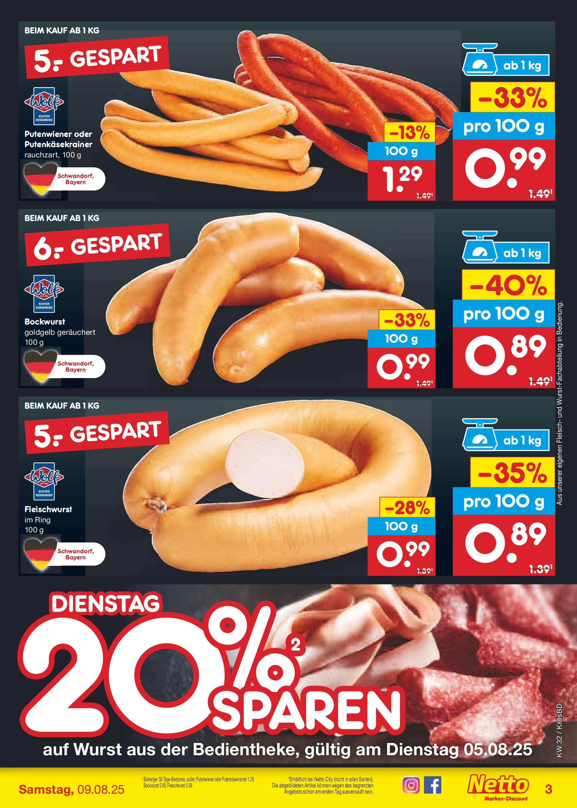 Netto Marken-Discount prospekt Mistelbach (ab 04.08.2025) » Angebote | Seite: 15 | Produkte: Bockwurst, Wurst, Fleisch Netto Marken-Discount prospekt Mistelbach (ab 04.08.2025) » Angebote | Seite: 15 | Produkte: Bockwurst, Wurst, Fleisch