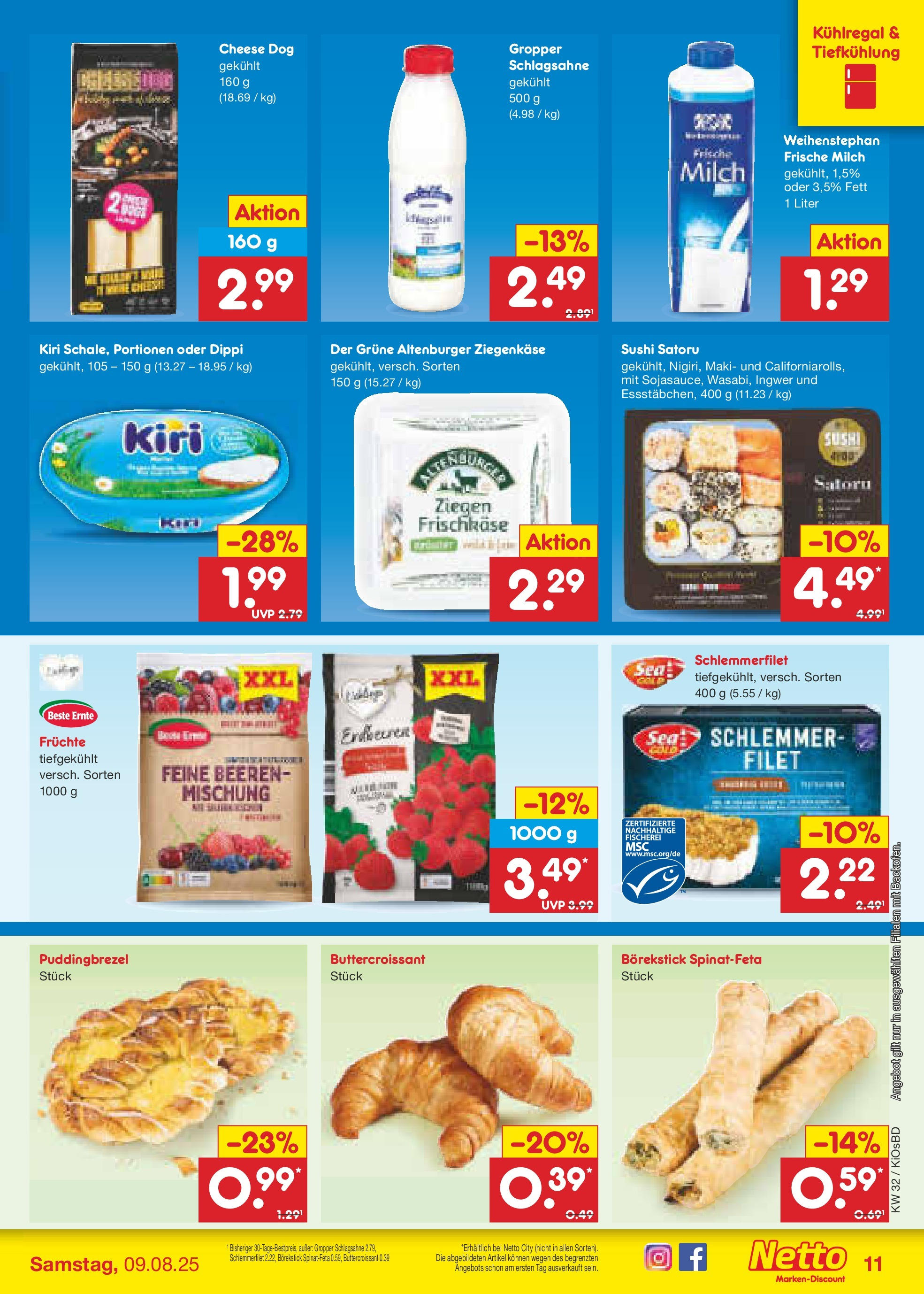 Netto Marken-Discount prospekt Mistelbach (ab 04.08.2025) » Angebote | Seite: 19 | Produkte: Schlagsahne, Milch, Ziegenkäse, Frischkase Netto Marken-Discount prospekt Mistelbach (ab 04.08.2025) » Angebote | Seite: 19 | Produkte: Schlagsahne, Milch, Ziegenkäse, Frischkase