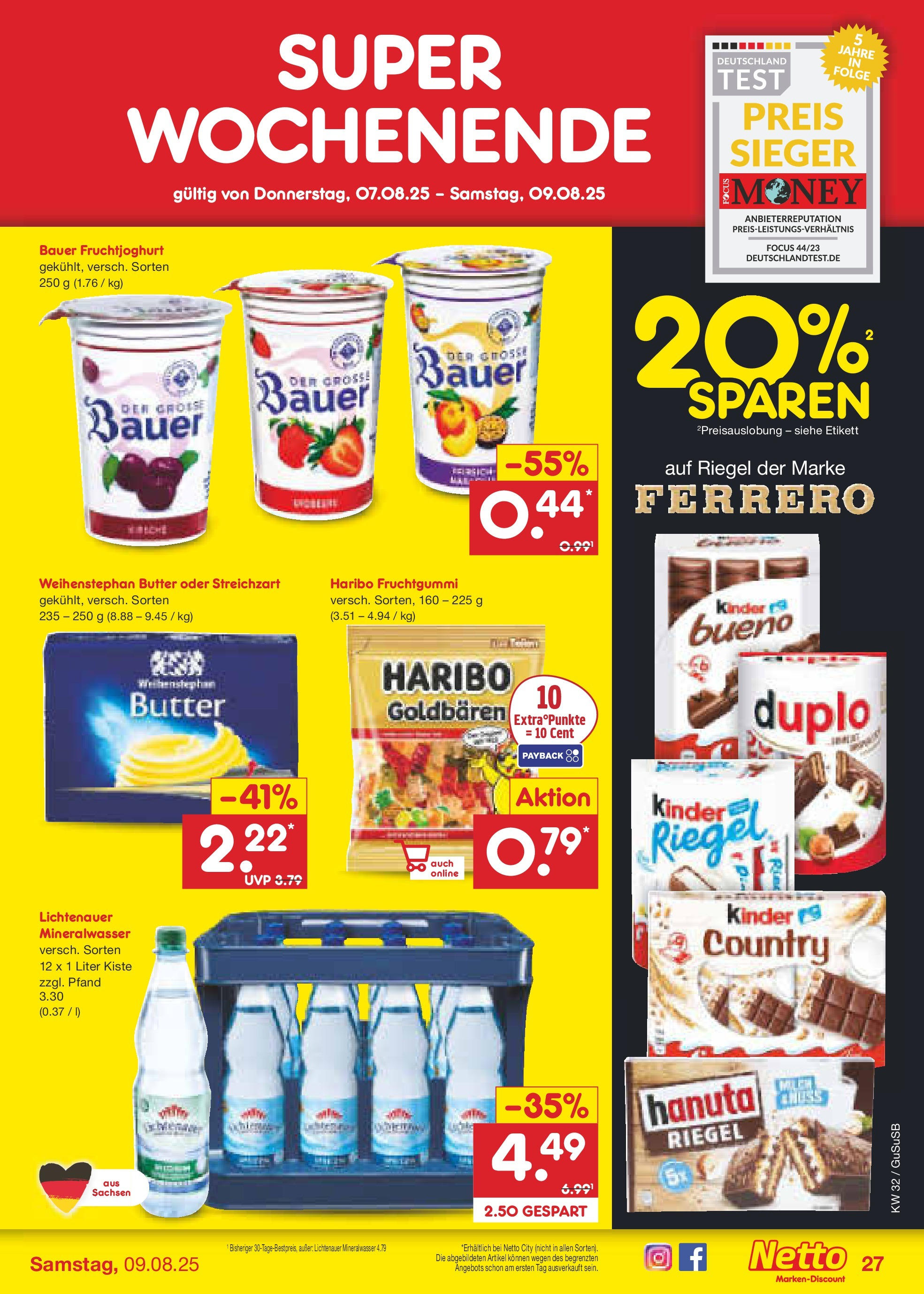 Netto Marken-Discount prospekt Rodewisch (ab 04.08.2025) » Angebote | Seite: 47 | Produkte: Haribo, Butter, Fruchtjoghurt, Weihenstephan butter Netto Marken-Discount prospekt Rodewisch (ab 04.08.2025) » Angebote | Seite: 47 | Produkte: Haribo, Butter, Fruchtjoghurt, Weihenstephan butter