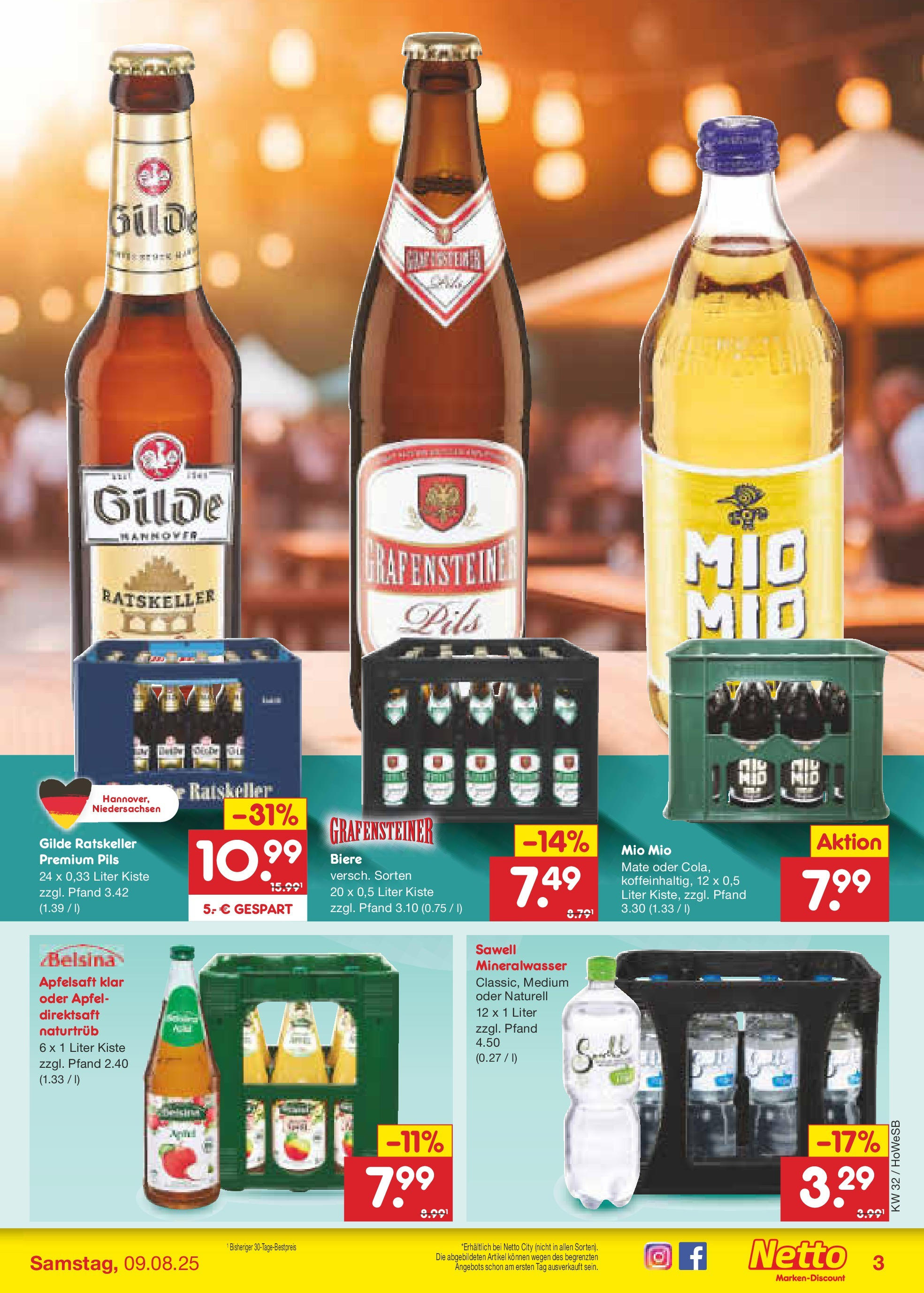 Netto Marken-Discount prospekt Hannover	 (ab 04.08.2025) » Angebote | Seite: 35 | Produkte: Pils, Äpfel, Apfelsaft, Mineralwasser
