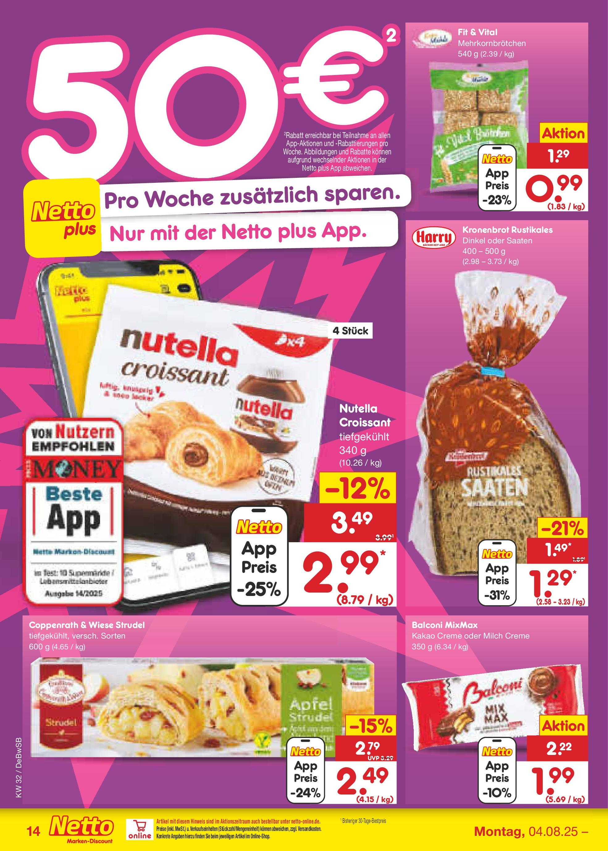 Netto Marken-Discount prospekt Waiblingen-Bittenfeld (ab 04.08.2025) » Angebote | Seite: 18 | Produkte: Äpfel, Creme, Croissant, Nutella Netto Marken-Discount prospekt Waiblingen-Bittenfeld (ab 04.08.2025) » Angebote | Seite: 18 | Produkte: Äpfel, Creme, Croissant, Nutella