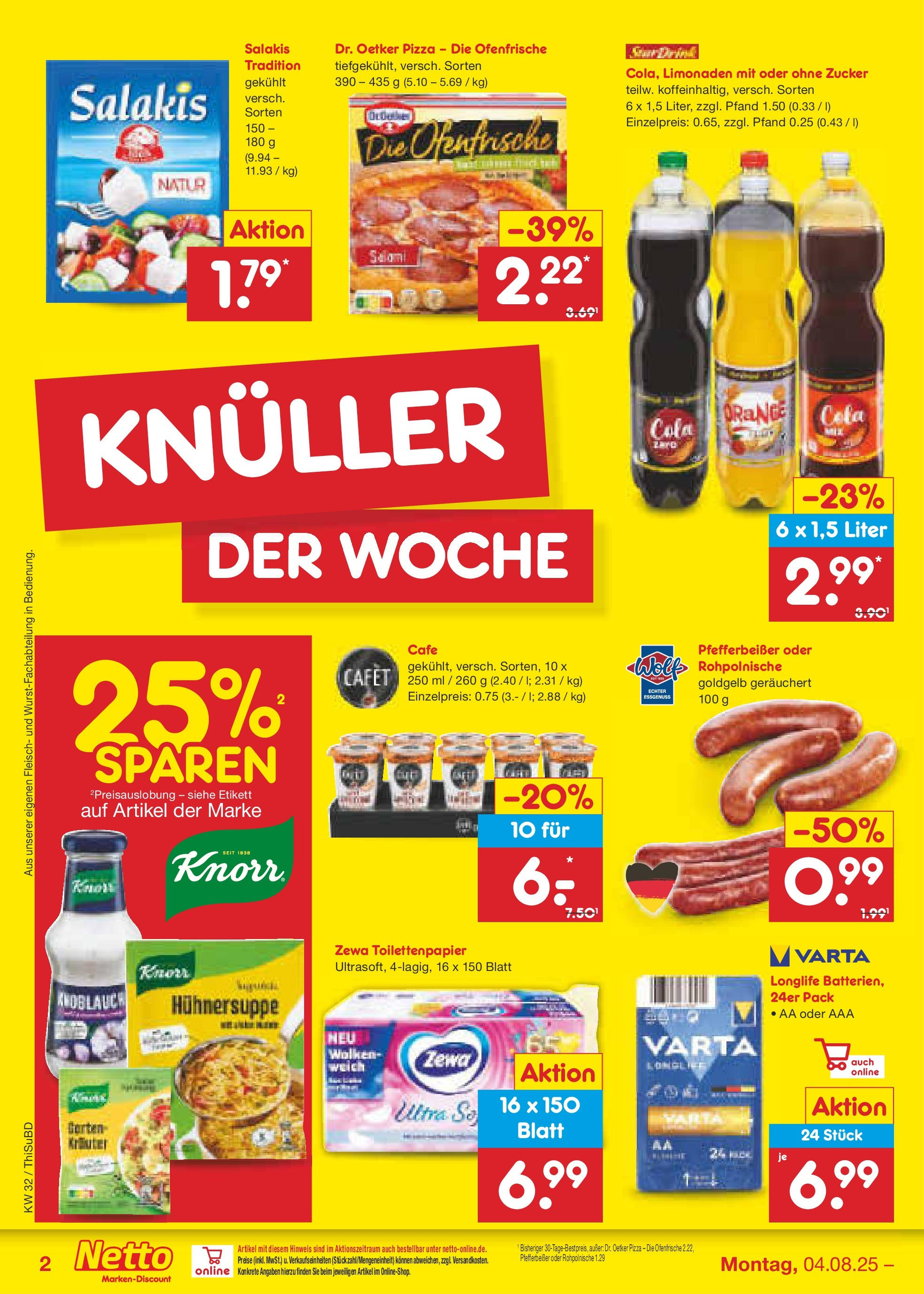 Netto Marken-Discount prospekt Thiendorf (ab 04.08.2025) » Angebote | Seite: 2 | Produkte: Knoblauch, Salakis, Fleisch, Toilettenpapier Netto Marken-Discount prospekt Thiendorf (ab 04.08.2025) » Angebote | Seite: 2 | Produkte: Knoblauch, Salakis, Fleisch, Toilettenpapier