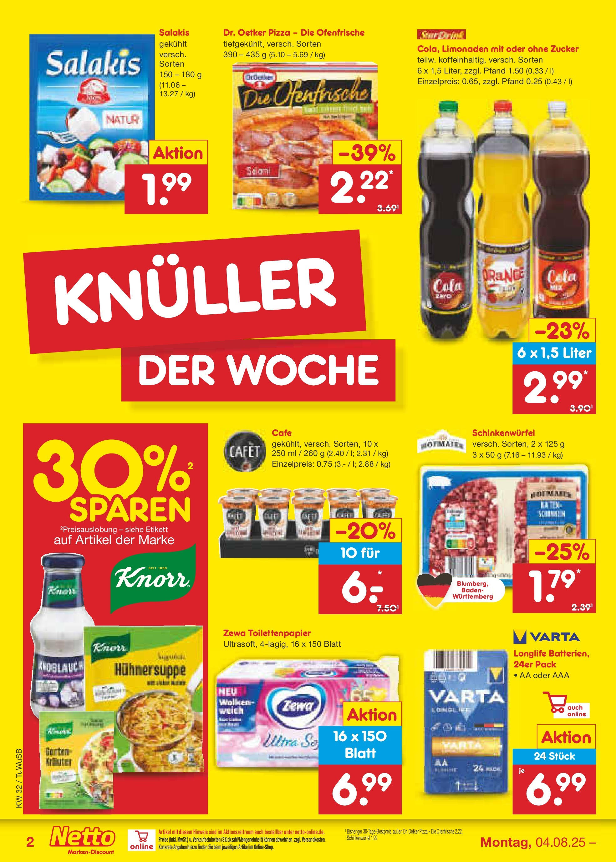 Netto Marken-Discount prospekt Calw-Stammheim (ab 04.08.2025) » Angebote | Seite: 2 | Produkte: Cola, Zewa, Knoblauch, Pizza Netto Marken-Discount prospekt Calw-Stammheim (ab 04.08.2025) » Angebote | Seite: 2 | Produkte: Cola, Zewa, Knoblauch, Pizza