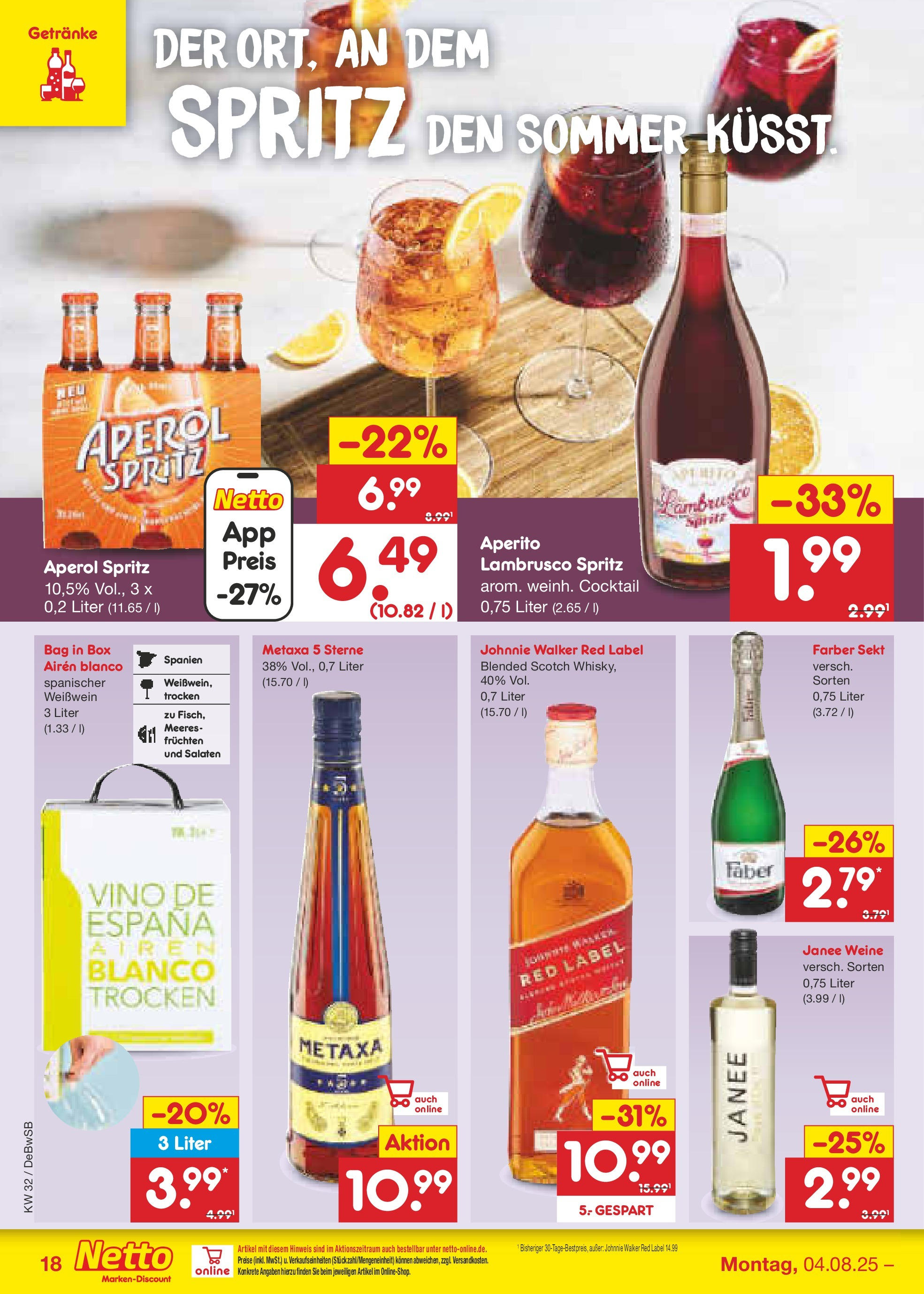 Netto Marken-Discount prospekt Waiblingen-Bittenfeld (ab 04.08.2025) » Angebote | Seite: 28 | Produkte: Weißwein, Sekt, Box, Johnnie walker Netto Marken-Discount prospekt Waiblingen-Bittenfeld (ab 04.08.2025) » Angebote | Seite: 28 | Produkte: Weißwein, Sekt, Box, Johnnie walker
