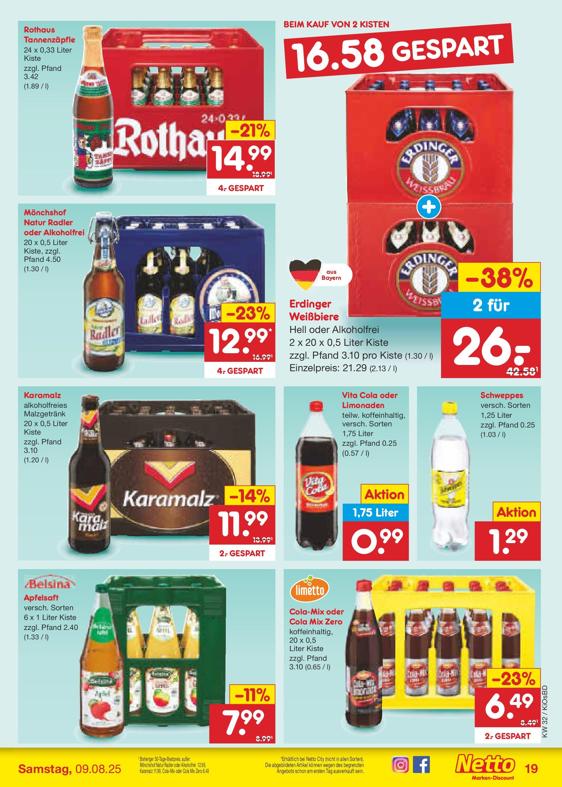 Netto Marken-Discount prospekt Mistelbach (ab 04.08.2025) » Angebote | Seite: 33 | Produkte: Erdinger, Cola, Apfelsaft, Vita cola Netto Marken-Discount prospekt Mistelbach (ab 04.08.2025) » Angebote | Seite: 33 | Produkte: Erdinger, Cola, Apfelsaft, Vita cola
