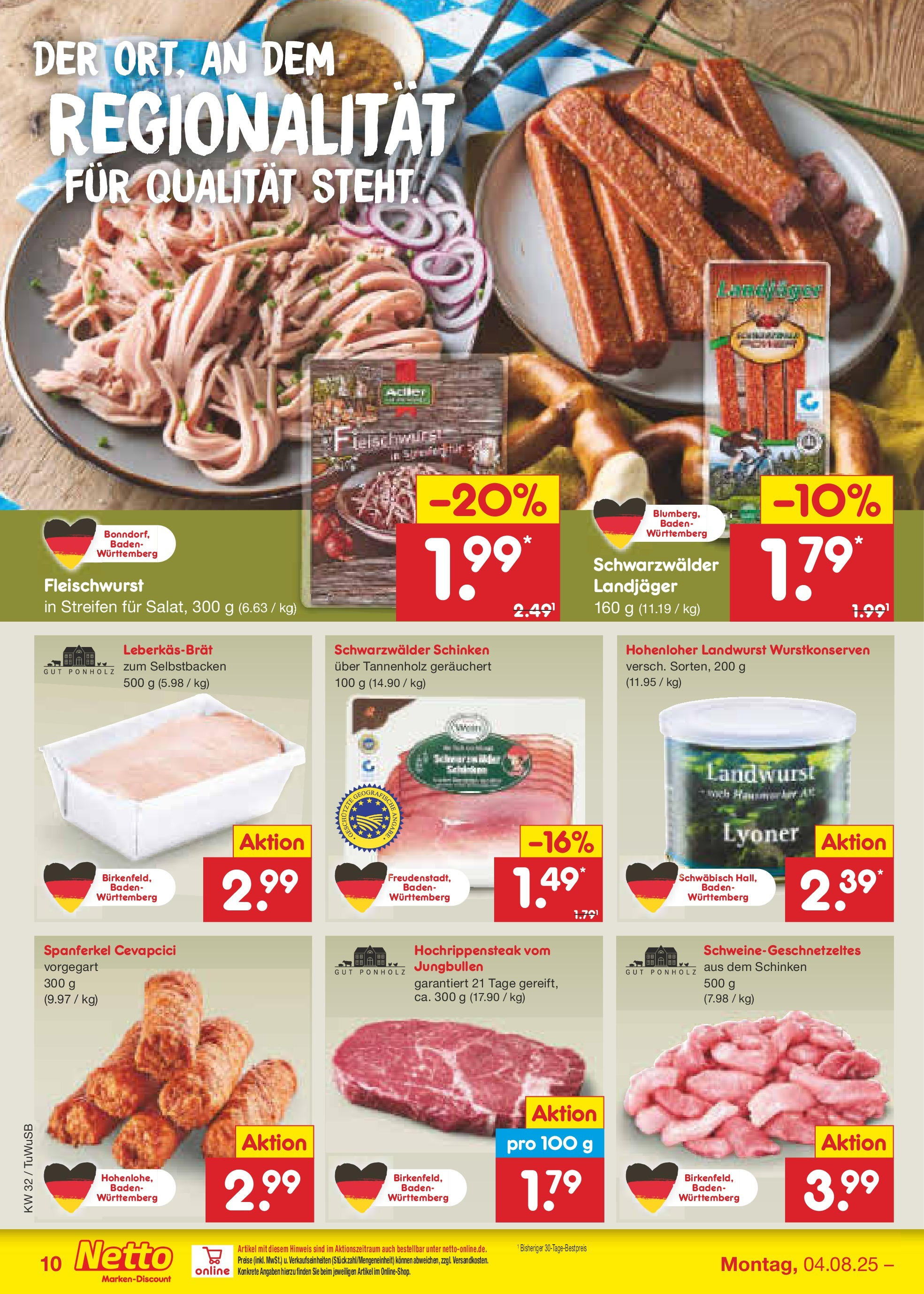 Netto Marken-Discount prospekt Calw-Stammheim (ab 04.08.2025) » Angebote | Seite: 12 | Produkte: Cevapcici, Wurst, Schinken Netto Marken-Discount prospekt Calw-Stammheim (ab 04.08.2025) » Angebote | Seite: 12 | Produkte: Cevapcici, Wurst, Schinken