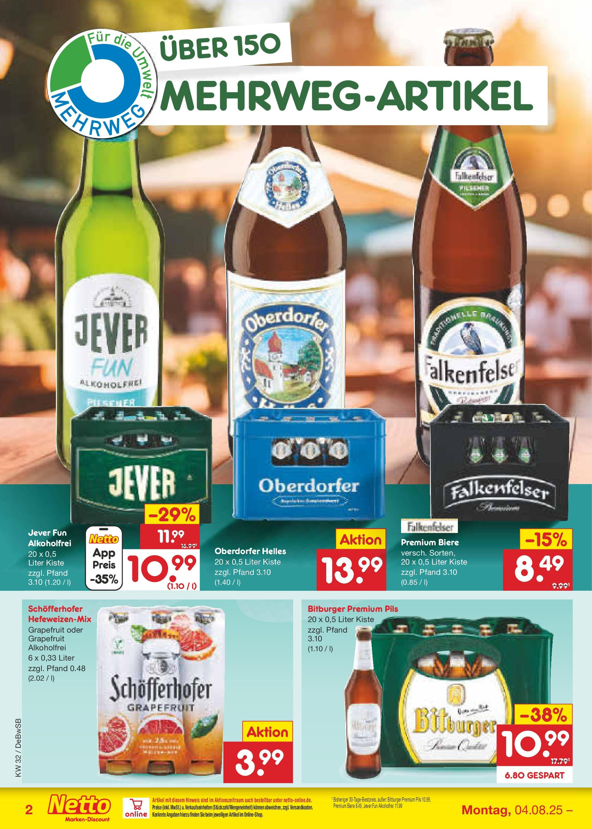 Netto Marken-Discount prospekt Waiblingen-Bittenfeld (ab 04.08.2025) » Angebote | Seite: 34 | Produkte: Bitburger, Pils, Grapefruit, Jever Netto Marken-Discount prospekt Waiblingen-Bittenfeld (ab 04.08.2025) » Angebote | Seite: 34 | Produkte: Bitburger, Pils, Grapefruit, Jever