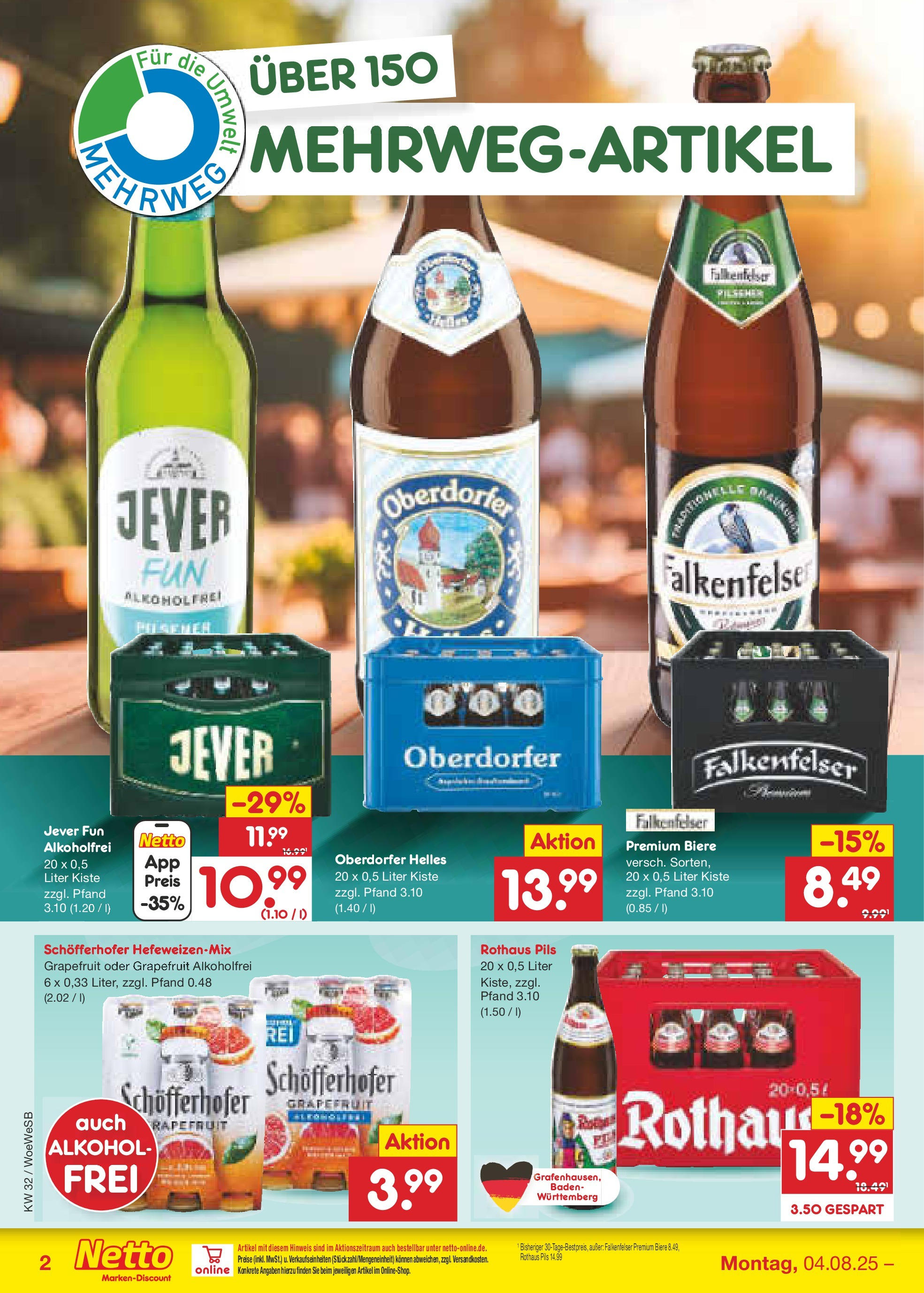 Netto Marken-Discount prospekt Katzweiler	 (ab 04.08.2025) » Angebote | Seite: 34 | Produkte: Pils, Grapefruit, Jever