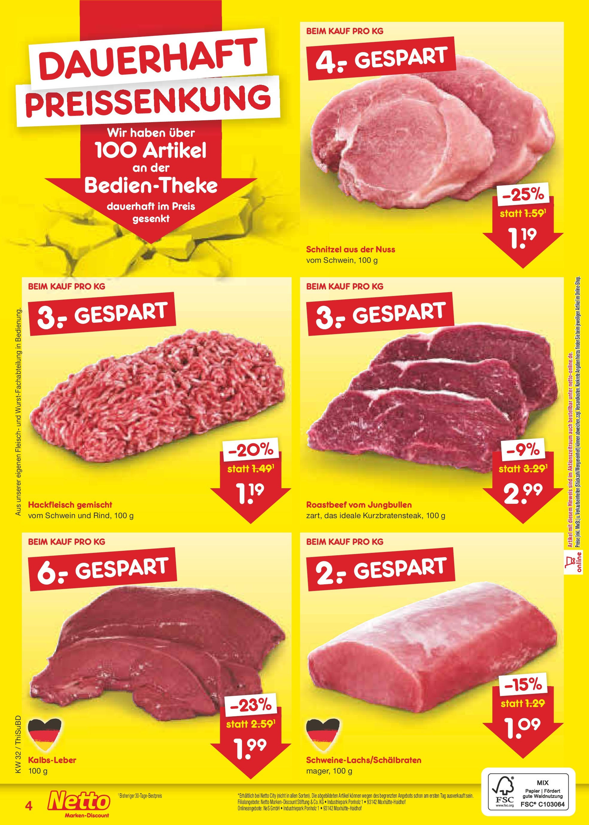 Netto Marken-Discount prospekt Thiendorf (ab 04.08.2025) » Angebote | Seite: 14 | Produkte: Schnitzel, Kalbsleber, Fleisch, Hackfleisch Netto Marken-Discount prospekt Thiendorf (ab 04.08.2025) » Angebote | Seite: 14 | Produkte: Schnitzel, Kalbsleber, Fleisch, Hackfleisch