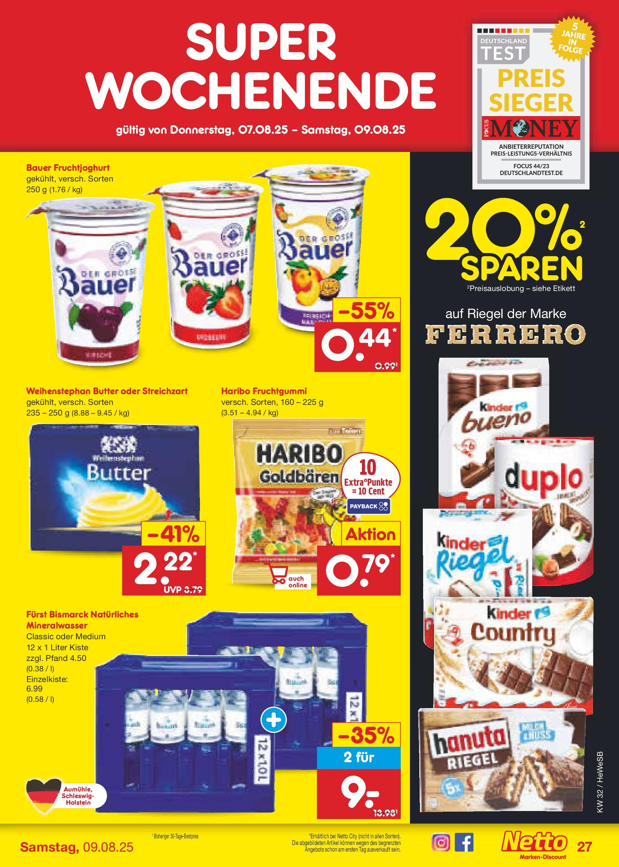 Netto Marken-Discount prospekt Brietlingen (ab 04.08.2025) » Angebote | Seite: 47 | Produkte: Haribo, Butter, Fruchtjoghurt, Weihenstephan butter Netto Marken-Discount prospekt Brietlingen (ab 04.08.2025) » Angebote | Seite: 47 | Produkte: Haribo, Butter, Fruchtjoghurt, Weihenstephan butter
