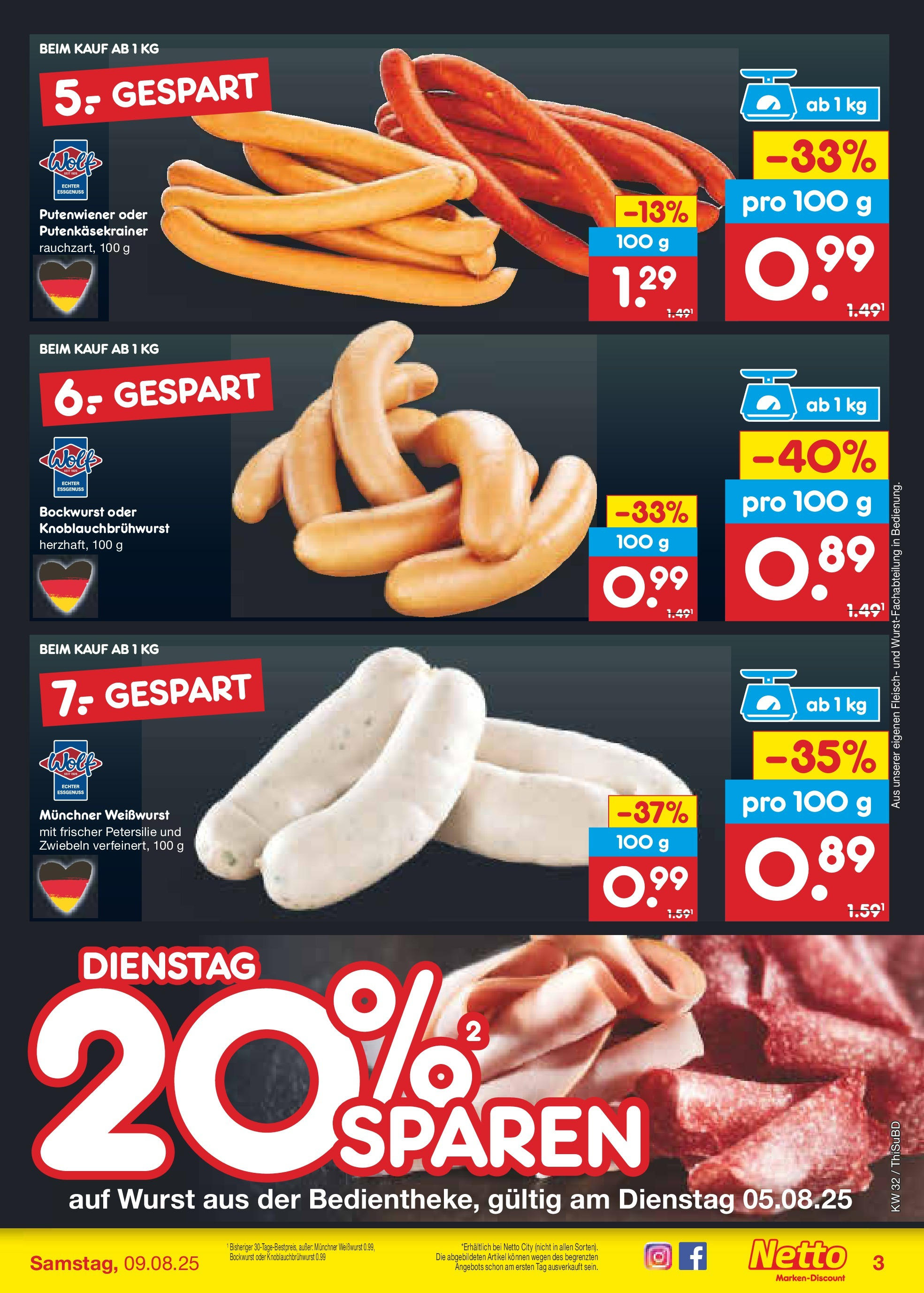 Netto Marken-Discount prospekt Thiendorf (ab 04.08.2025) » Angebote | Seite: 16 | Produkte: Bockwurst, Weißwurst, Zwiebeln, Petersilie Netto Marken-Discount prospekt Thiendorf (ab 04.08.2025) » Angebote | Seite: 16 | Produkte: Bockwurst, Weißwurst, Zwiebeln, Petersilie