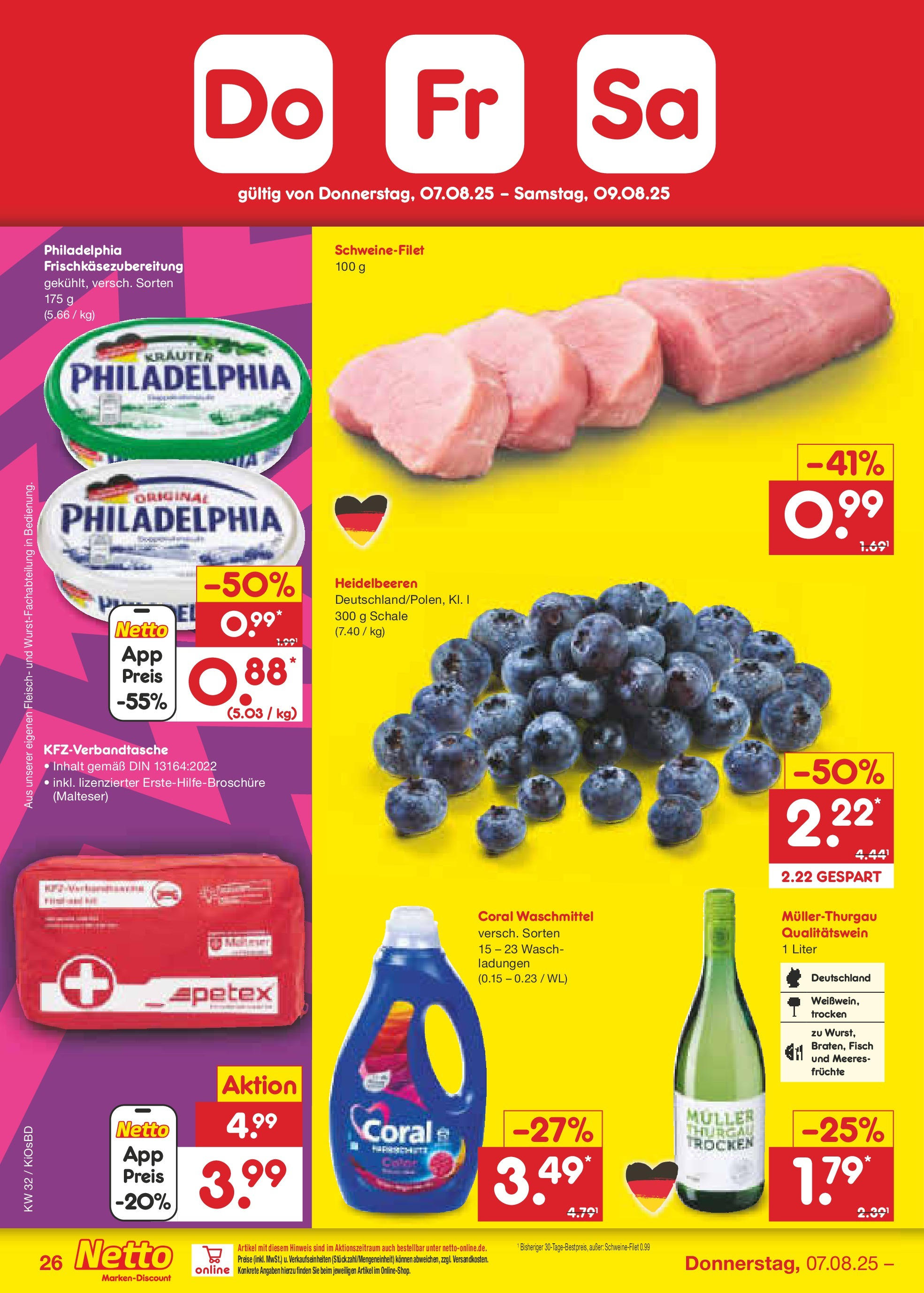 Netto Marken-Discount prospekt Mistelbach (ab 04.08.2025) » Angebote | Seite: 46 | Produkte: Philadelphia, Heidelbeeren, Waschmittel, Fleisch Netto Marken-Discount prospekt Mistelbach (ab 04.08.2025) » Angebote | Seite: 46 | Produkte: Philadelphia, Heidelbeeren, Waschmittel, Fleisch