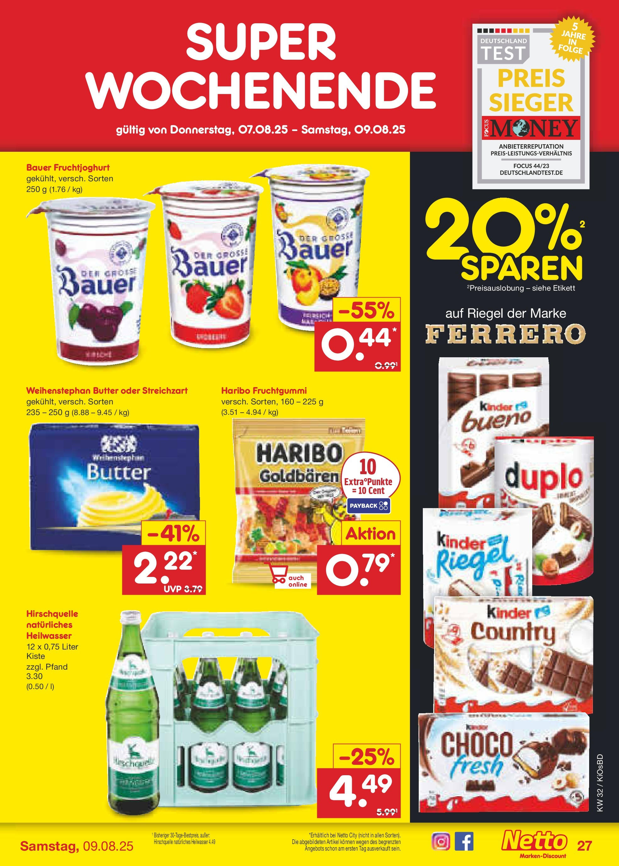 Netto Marken-Discount prospekt Mistelbach (ab 04.08.2025) » Angebote | Seite: 47 | Produkte: Haribo, Butter, Fruchtjoghurt, Weihenstephan butter Netto Marken-Discount prospekt Mistelbach (ab 04.08.2025) » Angebote | Seite: 47 | Produkte: Haribo, Butter, Fruchtjoghurt, Weihenstephan butter