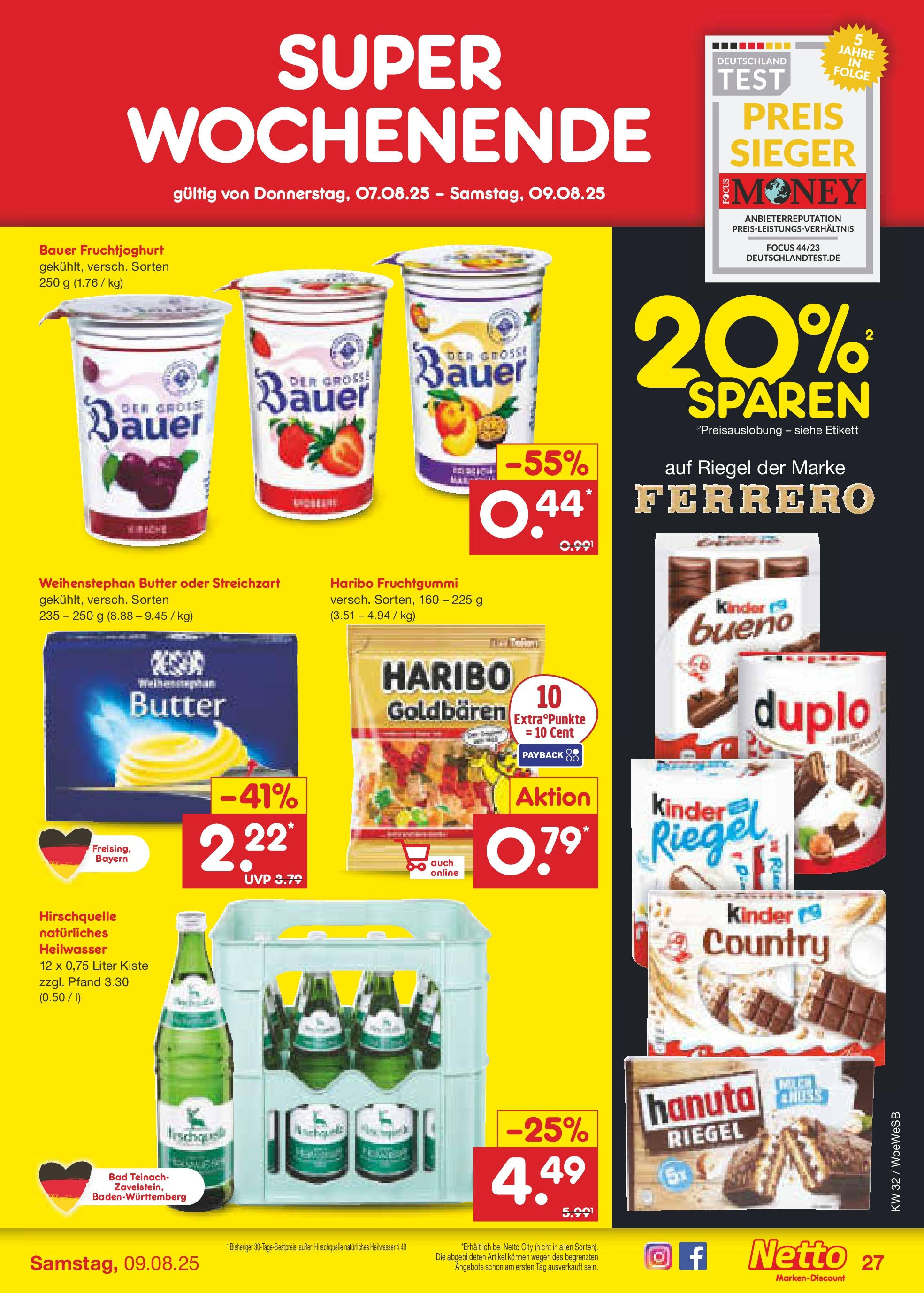 Netto Marken-Discount prospekt Katzweiler	 (ab 04.08.2025) » Angebote | Seite: 47 | Produkte: Haribo, Butter, Fruchtjoghurt, Weihenstephan butter