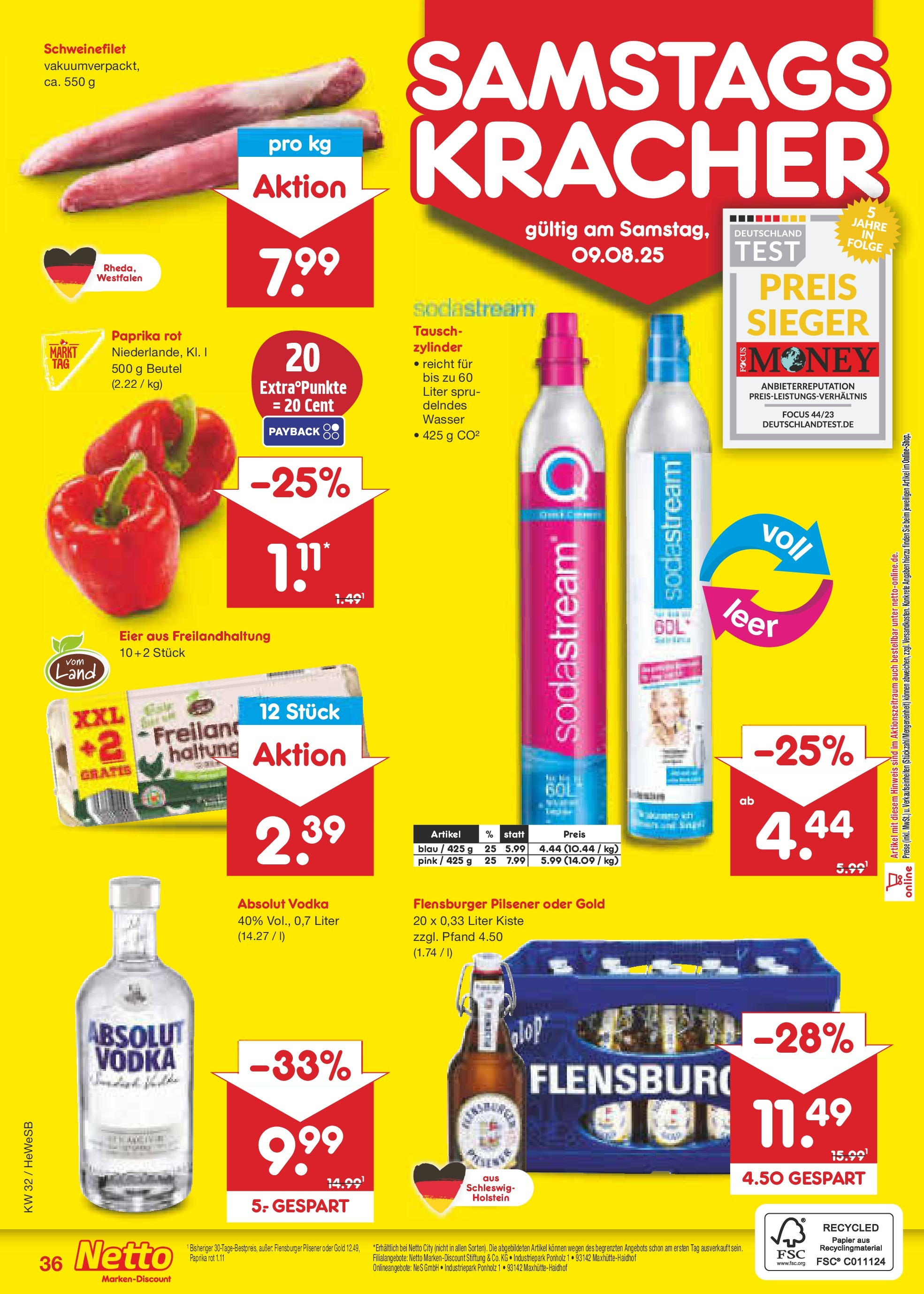 Netto Marken-Discount prospekt Brietlingen (ab 04.08.2025) » Angebote | Seite: 60 | Produkte: Flensburger, Schweinefilet, Wasser, Vodka Netto Marken-Discount prospekt Brietlingen (ab 04.08.2025) » Angebote | Seite: 60 | Produkte: Flensburger, Schweinefilet, Wasser, Vodka