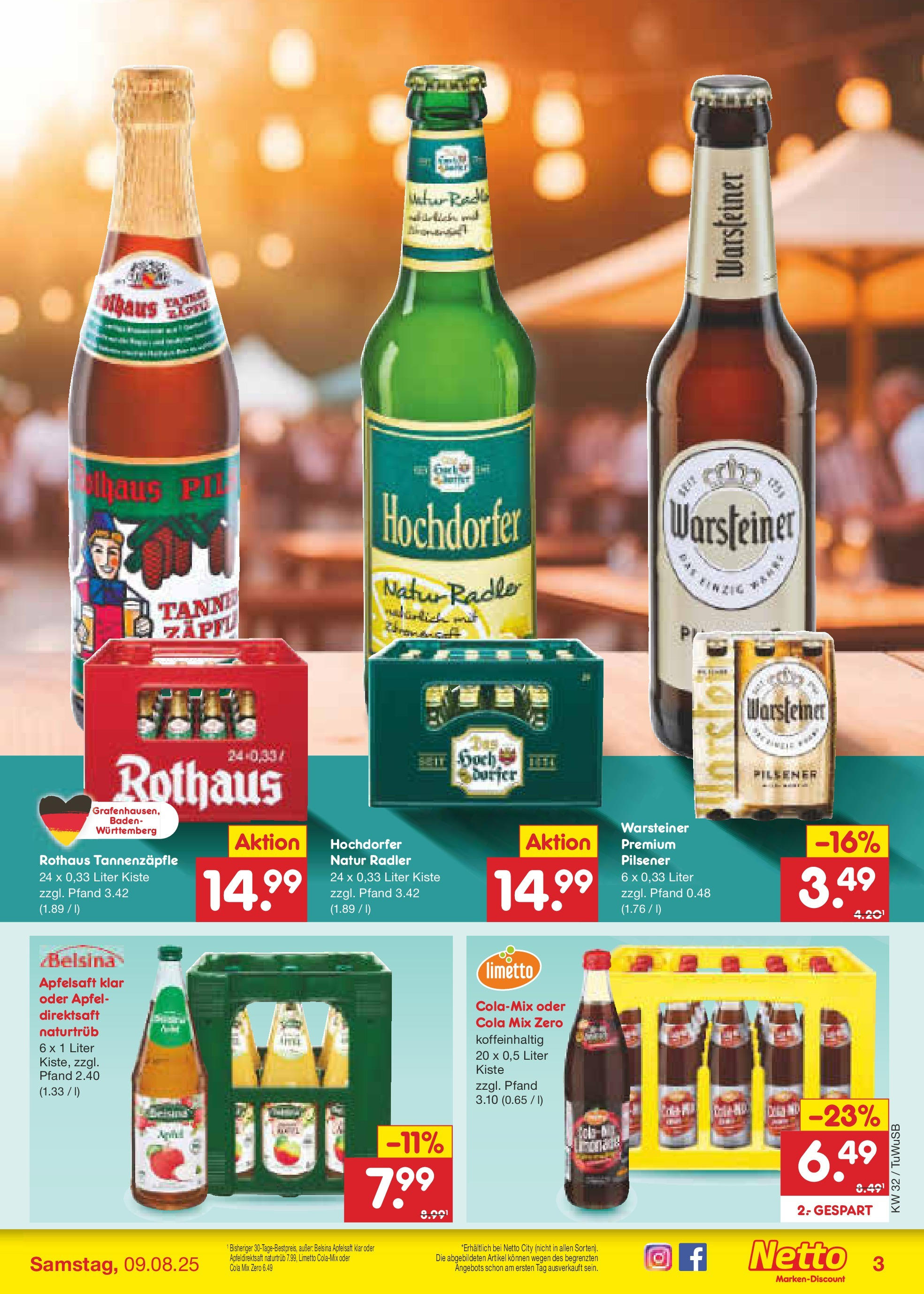 Netto Marken-Discount prospekt Calw-Stammheim (ab 04.08.2025) » Angebote | Seite: 35 | Produkte: Cola, Äpfel, Radler, Warsteiner Netto Marken-Discount prospekt Calw-Stammheim (ab 04.08.2025) » Angebote | Seite: 35 | Produkte: Cola, Äpfel, Radler, Warsteiner