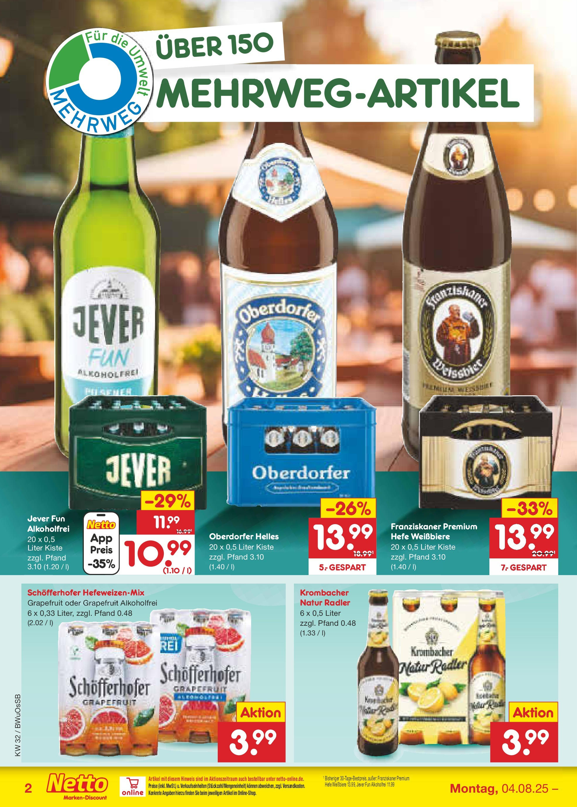 Netto Marken-Discount prospekt Osterode (ab 04.08.2025) » Angebote | Seite: 34 | Produkte: Franziskaner, Grapefruit, Radler, Krombacher Netto Marken-Discount prospekt Osterode (ab 04.08.2025) » Angebote | Seite: 34 | Produkte: Franziskaner, Grapefruit, Radler, Krombacher