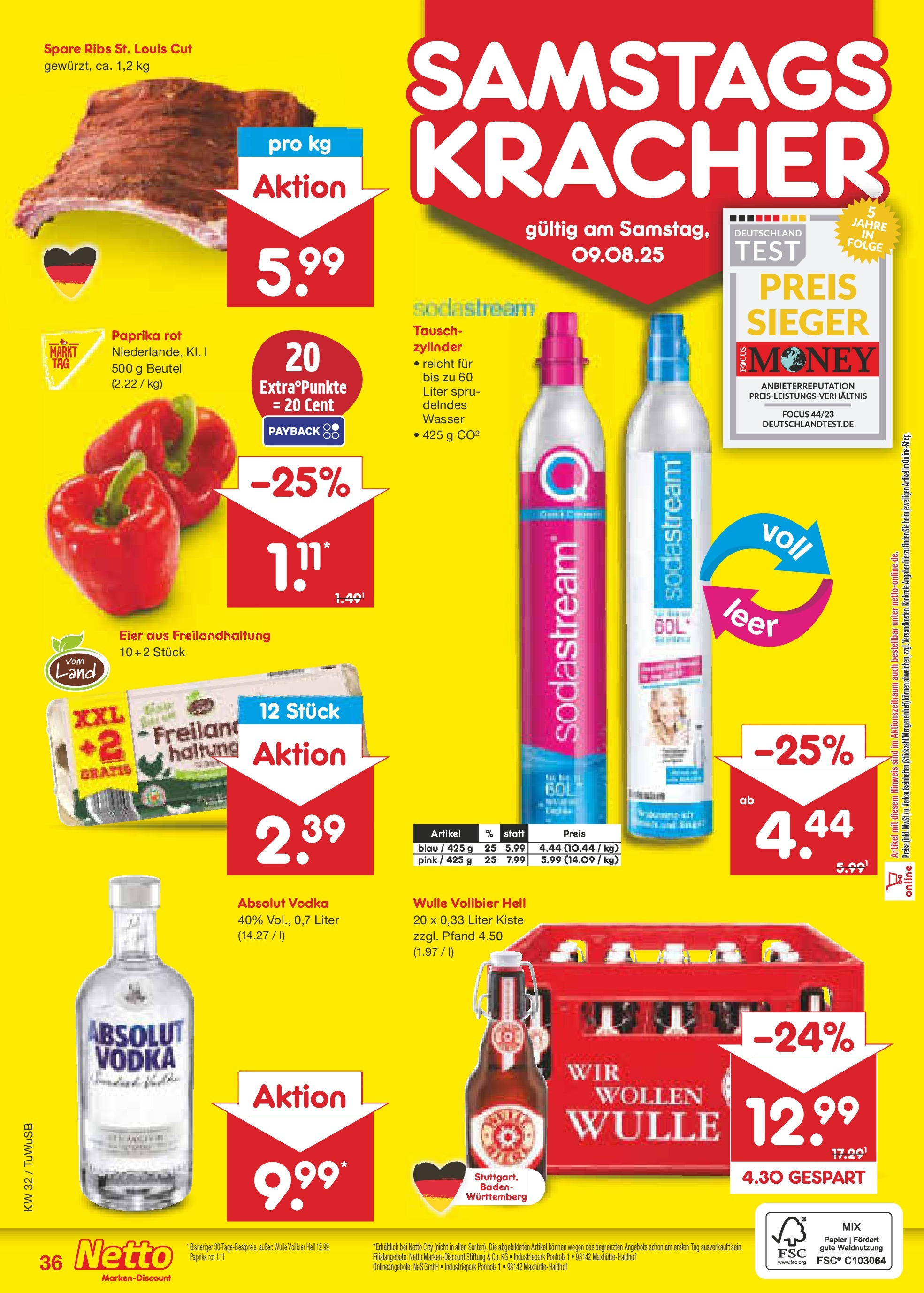 Netto Marken-Discount prospekt Calw-Stammheim (ab 04.08.2025) » Angebote | Seite: 60 | Produkte: Spare ribs, Wasser, Paprika, Sodastream Netto Marken-Discount prospekt Calw-Stammheim (ab 04.08.2025) » Angebote | Seite: 60 | Produkte: Spare ribs, Wasser, Paprika, Sodastream