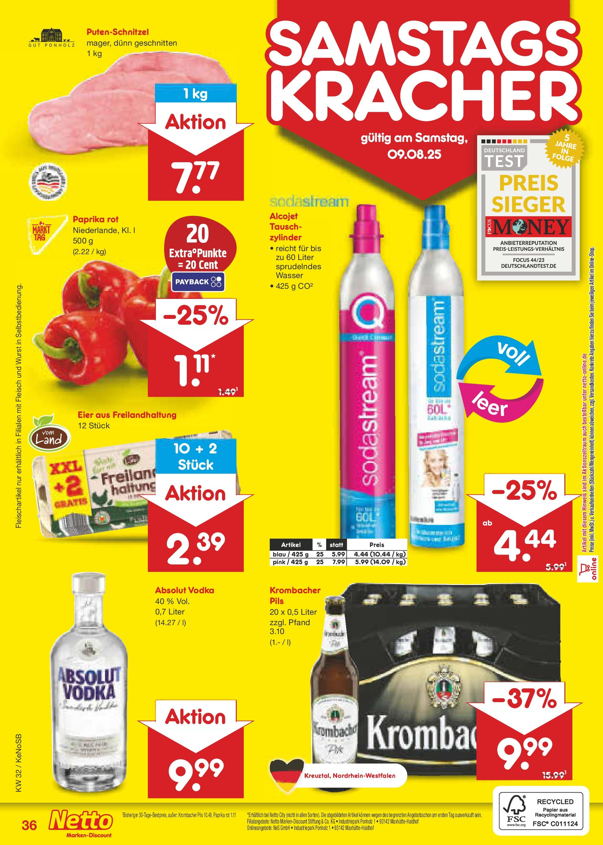Netto Marken-Discount prospekt Bonn (ab 04.08.2025) » Angebote | Seite: 56 | Produkte: Paprika rot, Putenschnitzel, Wurst, Fleisch Netto Marken-Discount prospekt Bonn (ab 04.08.2025) » Angebote | Seite: 56 | Produkte: Paprika rot, Putenschnitzel, Wurst, Fleisch