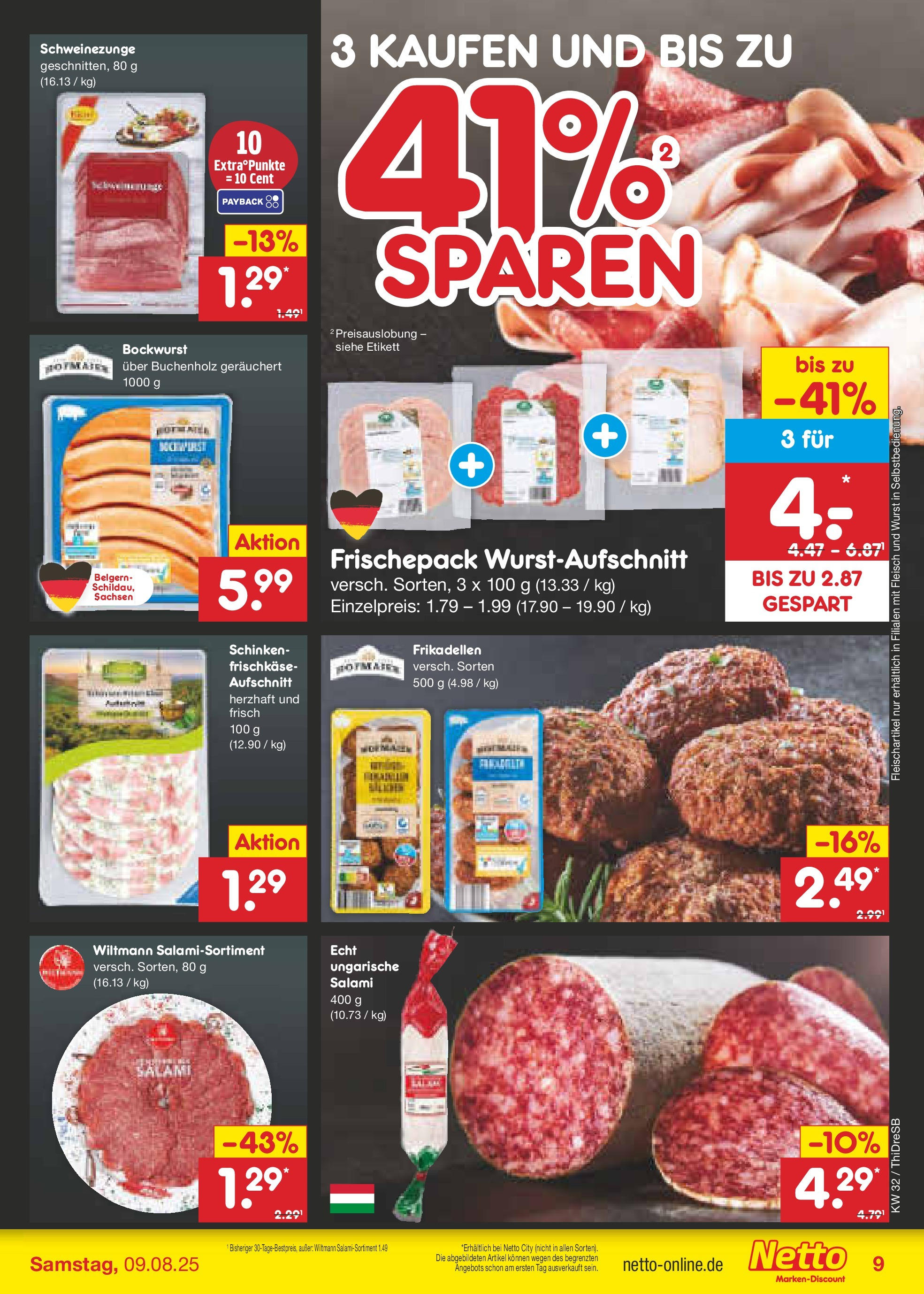 Netto Marken-Discount prospekt Dresden (ab 04.08.2025) » Angebote | Seite: 11 | Produkte: Bockwurst, Wurst, Salami, Fleisch Netto Marken-Discount prospekt Dresden (ab 04.08.2025) » Angebote | Seite: 11 | Produkte: Bockwurst, Wurst, Salami, Fleisch