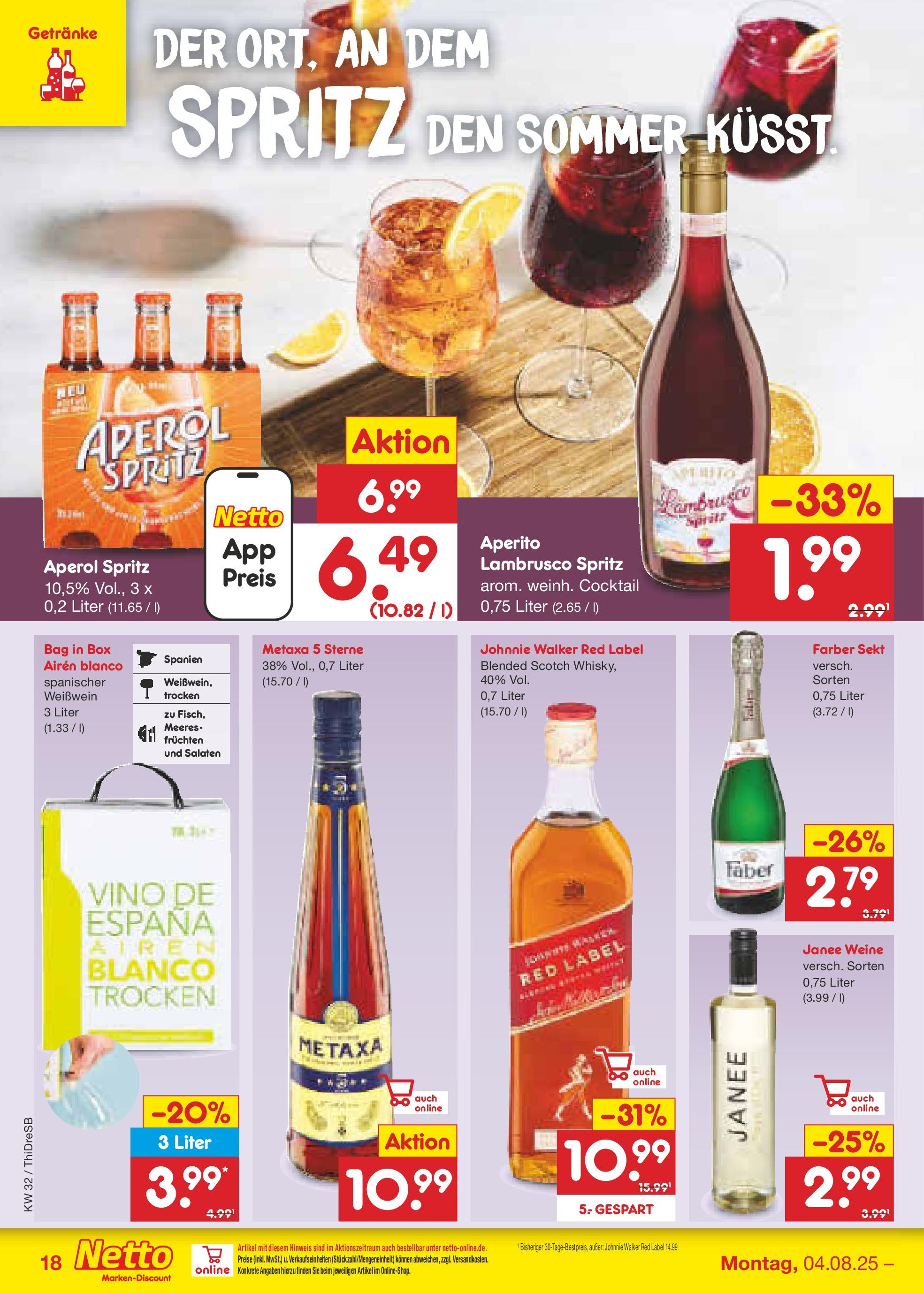 Netto Marken-Discount prospekt Dresden (ab 04.08.2025) » Angebote | Seite: 28 | Produkte: Sekt, Weißwein trocken, Metaxa, Aperol Netto Marken-Discount prospekt Dresden (ab 04.08.2025) » Angebote | Seite: 28 | Produkte: Sekt, Weißwein trocken, Metaxa, Aperol