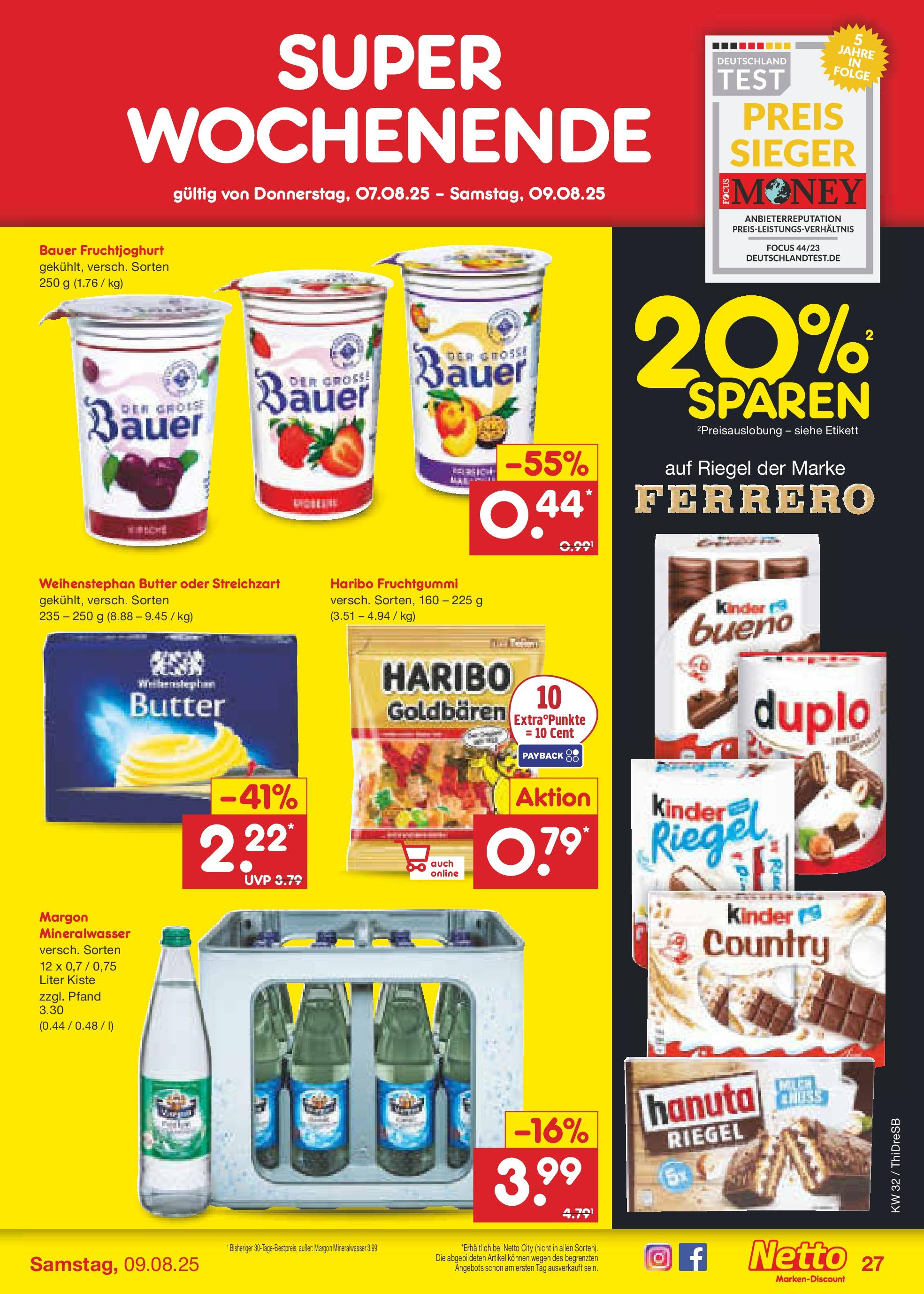 Netto Marken-Discount prospekt Dresden (ab 04.08.2025) » Angebote | Seite: 47 | Produkte: Haribo, Butter, Mineralwasser, Weihenstephan butter Netto Marken-Discount prospekt Dresden (ab 04.08.2025) » Angebote | Seite: 47 | Produkte: Haribo, Butter, Mineralwasser, Weihenstephan butter