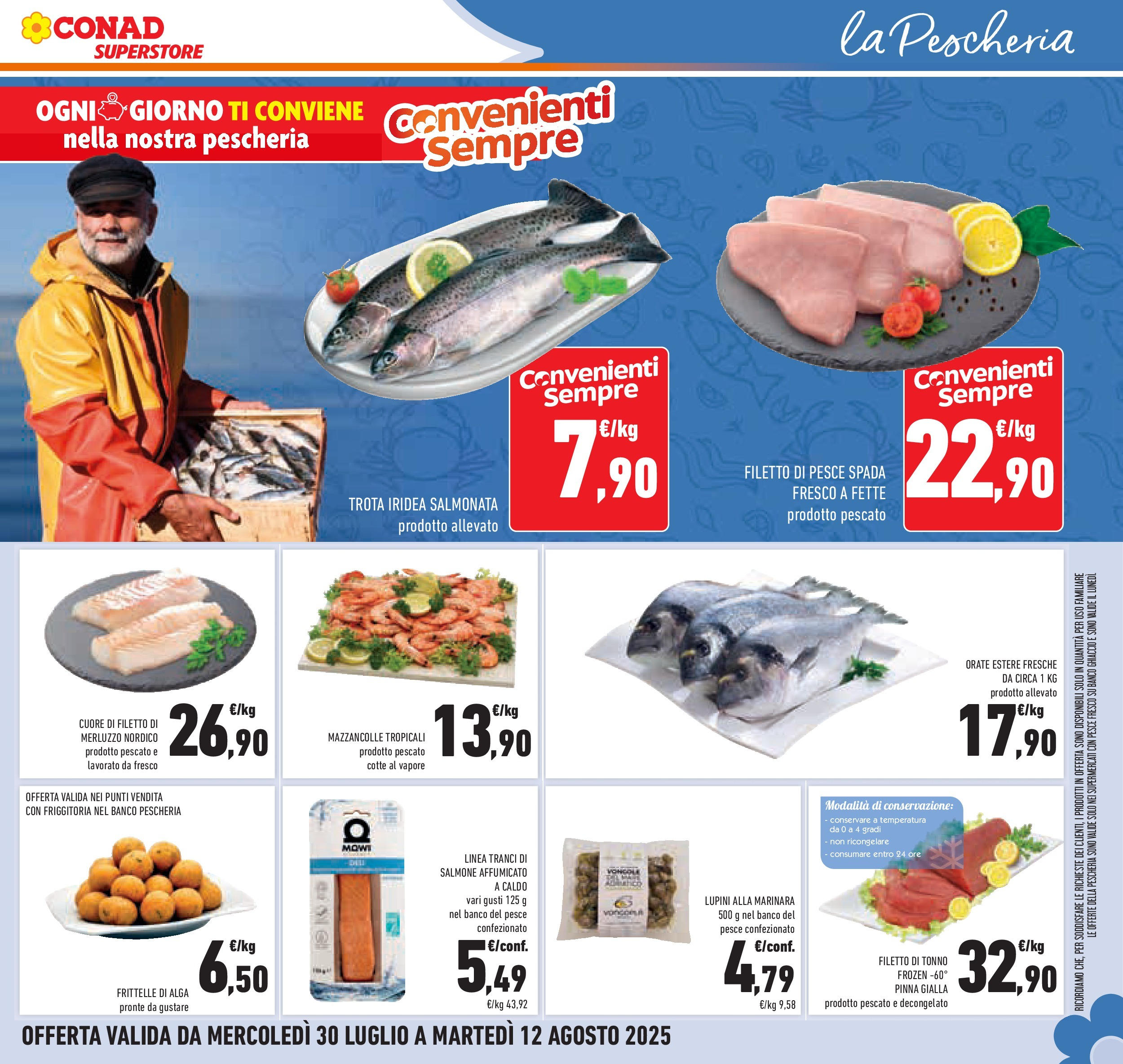 Volantino Conad dal 29/07/2025 > Anteprima - Agosto | Pagina: 9 | Prodotti: Lupini, Salmone affumicato, Merluzzo, Tonno