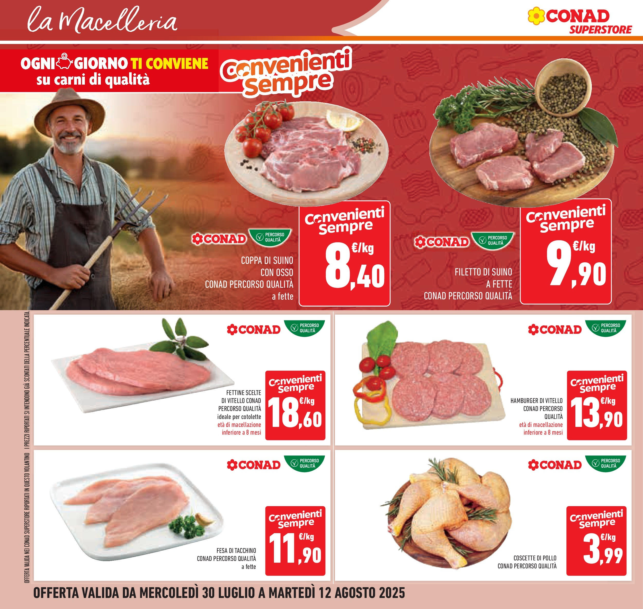 Volantino Conad dal 29/07/2025 > Anteprima - Agosto | Pagina: 10 | Prodotti: Suino, Tacchino, Vitello, Hamburger