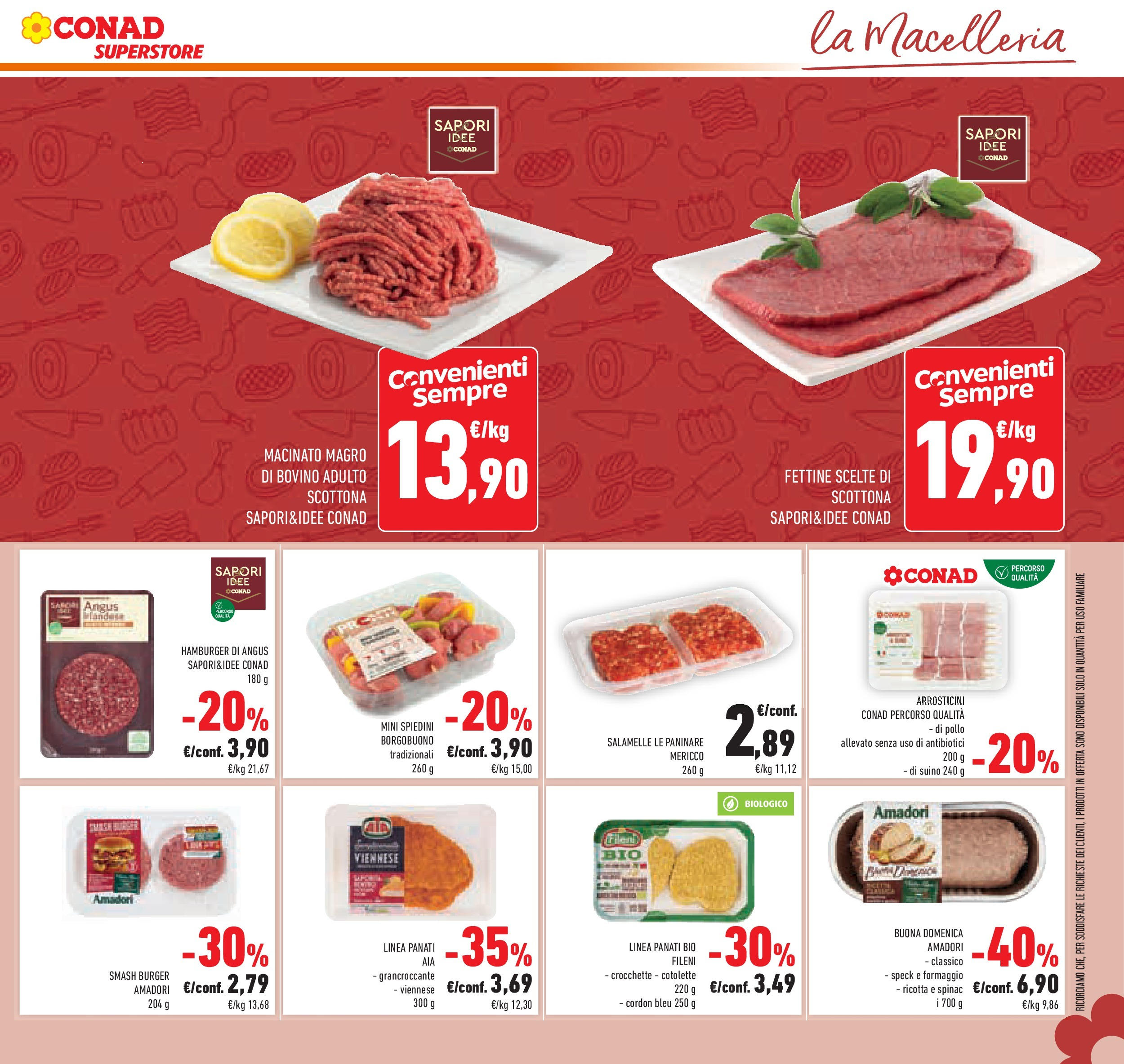 Volantino Conad dal 29/07/2025 > Anteprima - Agosto | Pagina: 11 | Prodotti: Bovino, Formaggio, Hamburger, Arrosticini