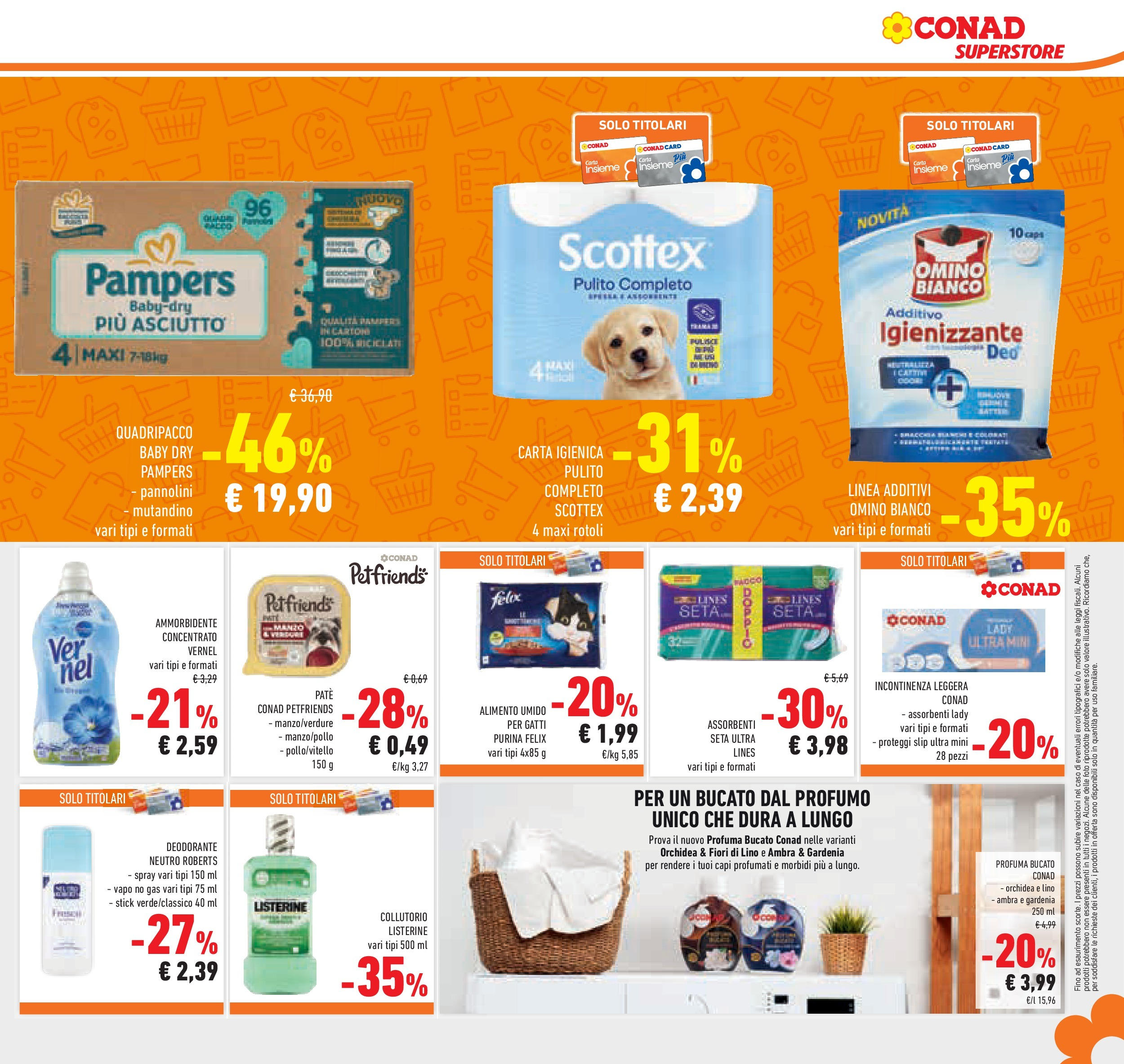 Volantino Conad dal 29/07/2025 > Anteprima - Agosto | Pagina: 23 | Prodotti: Paté, Deodorante, Ammorbidente, Pampers