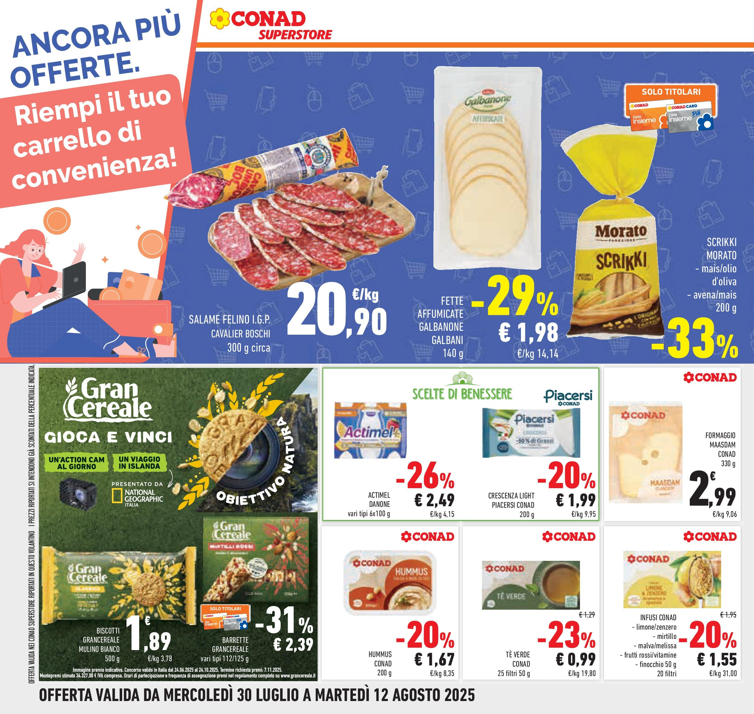 Volantino Conad dal 29/07/2025 > Anteprima - Agosto | Pagina: 30 | Prodotti: Salame, Carrello, Hummus, Crescenza