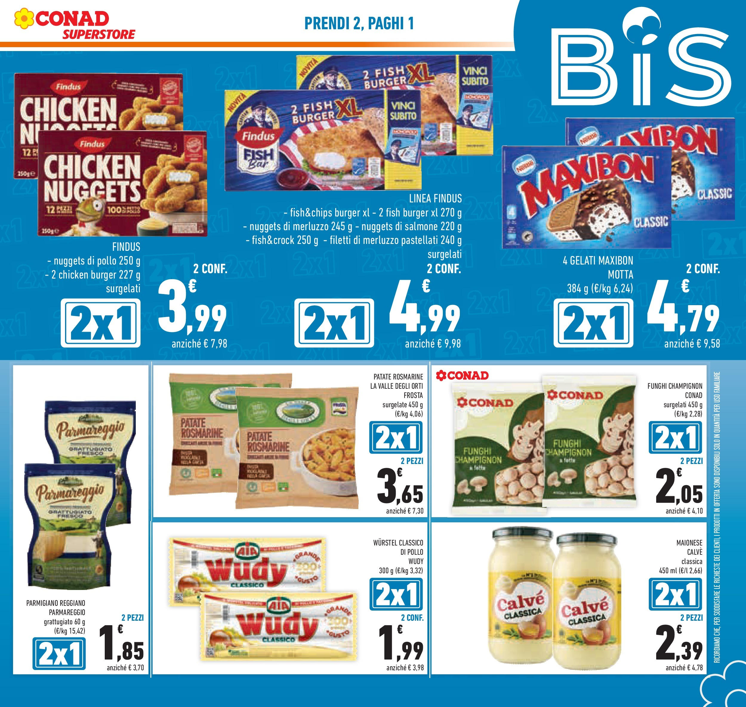 Volantino Conad dal 29/07/2025 > Anteprima - Agosto | Pagina: 3 | Prodotti: Salmone, Merluzzo, Wurstel, Funghi