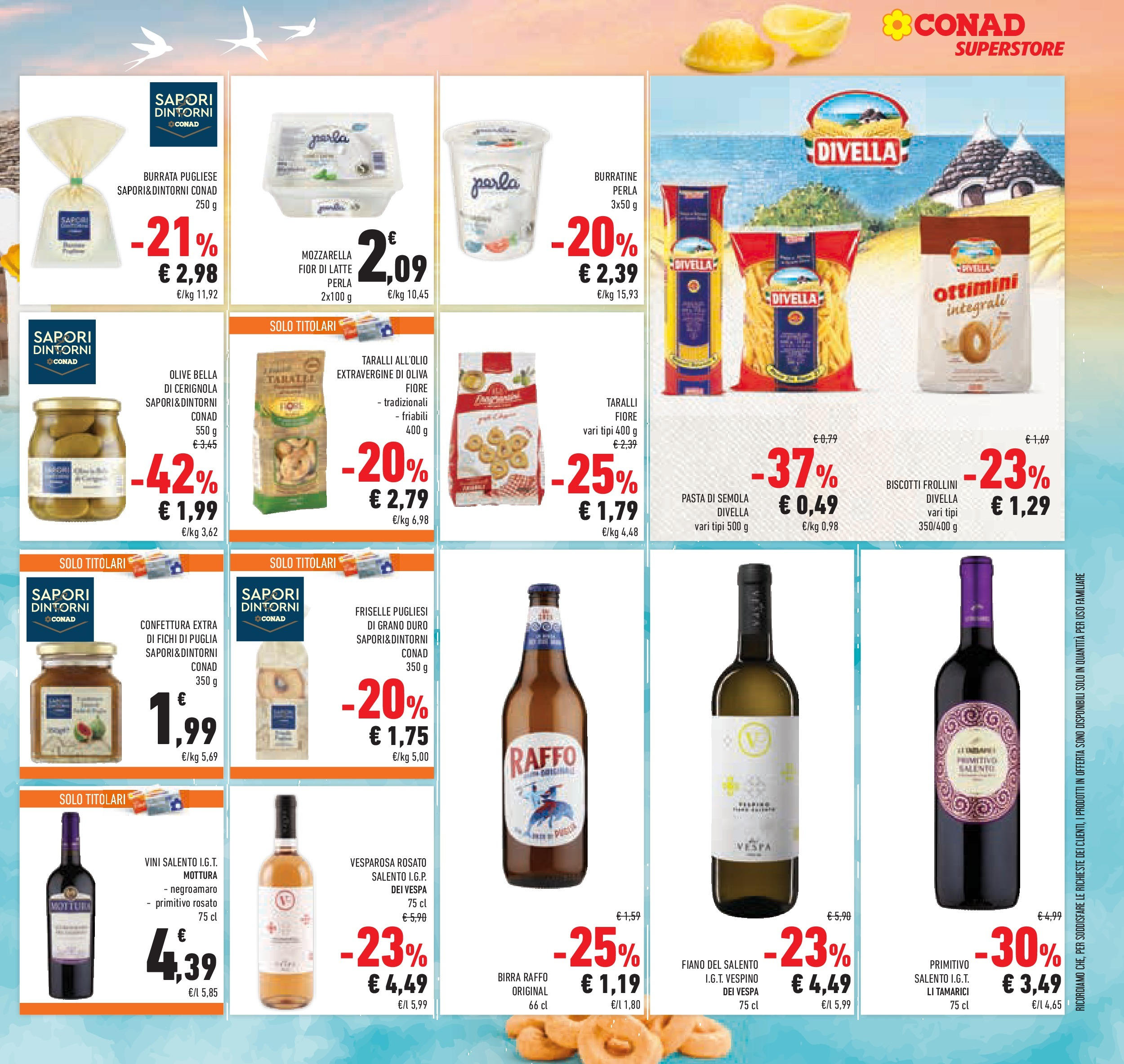 Volantino Conad dal 29/07/2025 > Anteprima - Agosto | Pagina: 25 | Prodotti: Birra, Biscotti, Pasta, Burrata
