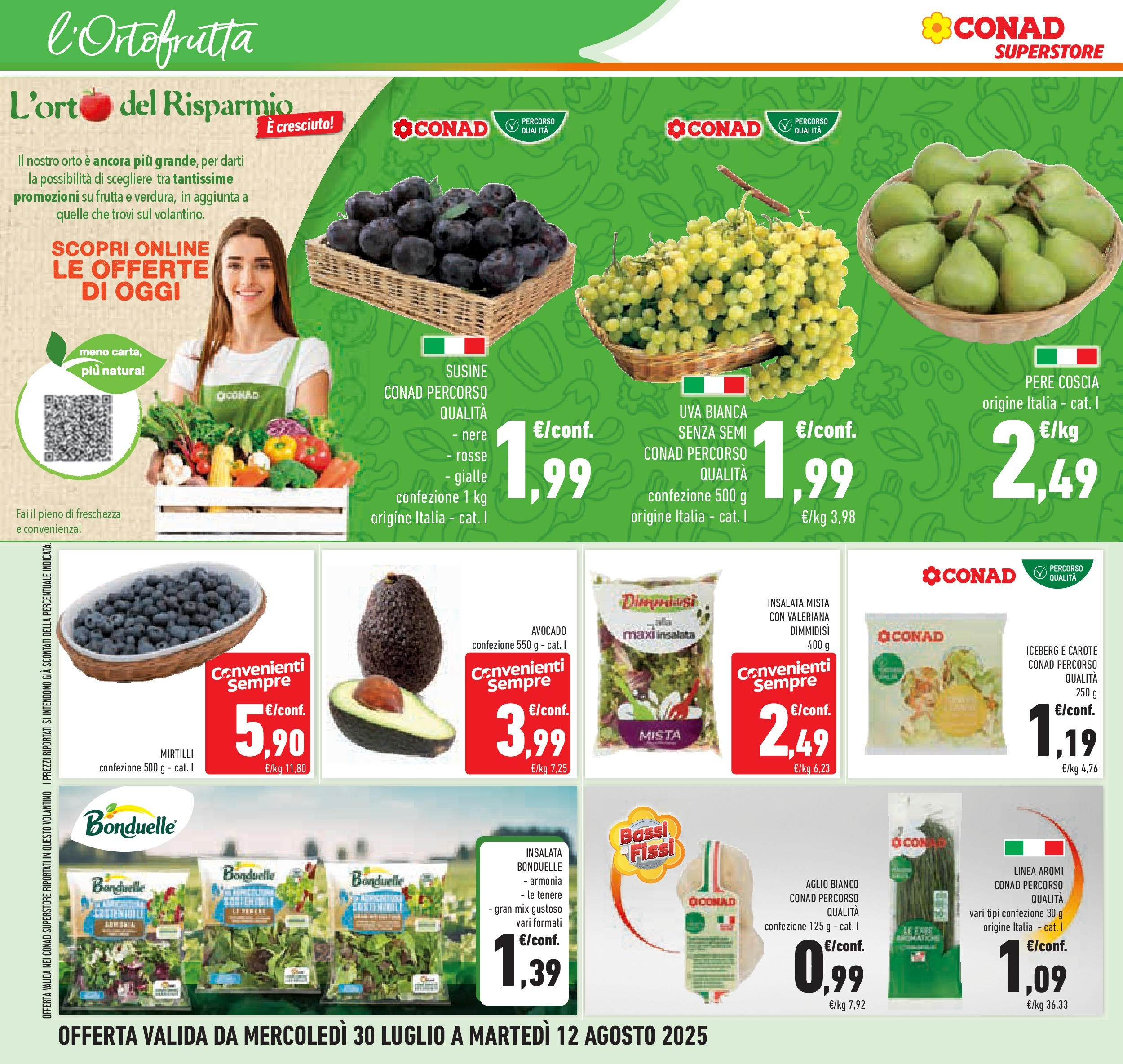 Volantino Conad dal 29/07/2025 > Anteprima - Agosto | Pagina: 26 | Prodotti: Insalata, Avocado, Aglio, Mirtilli
