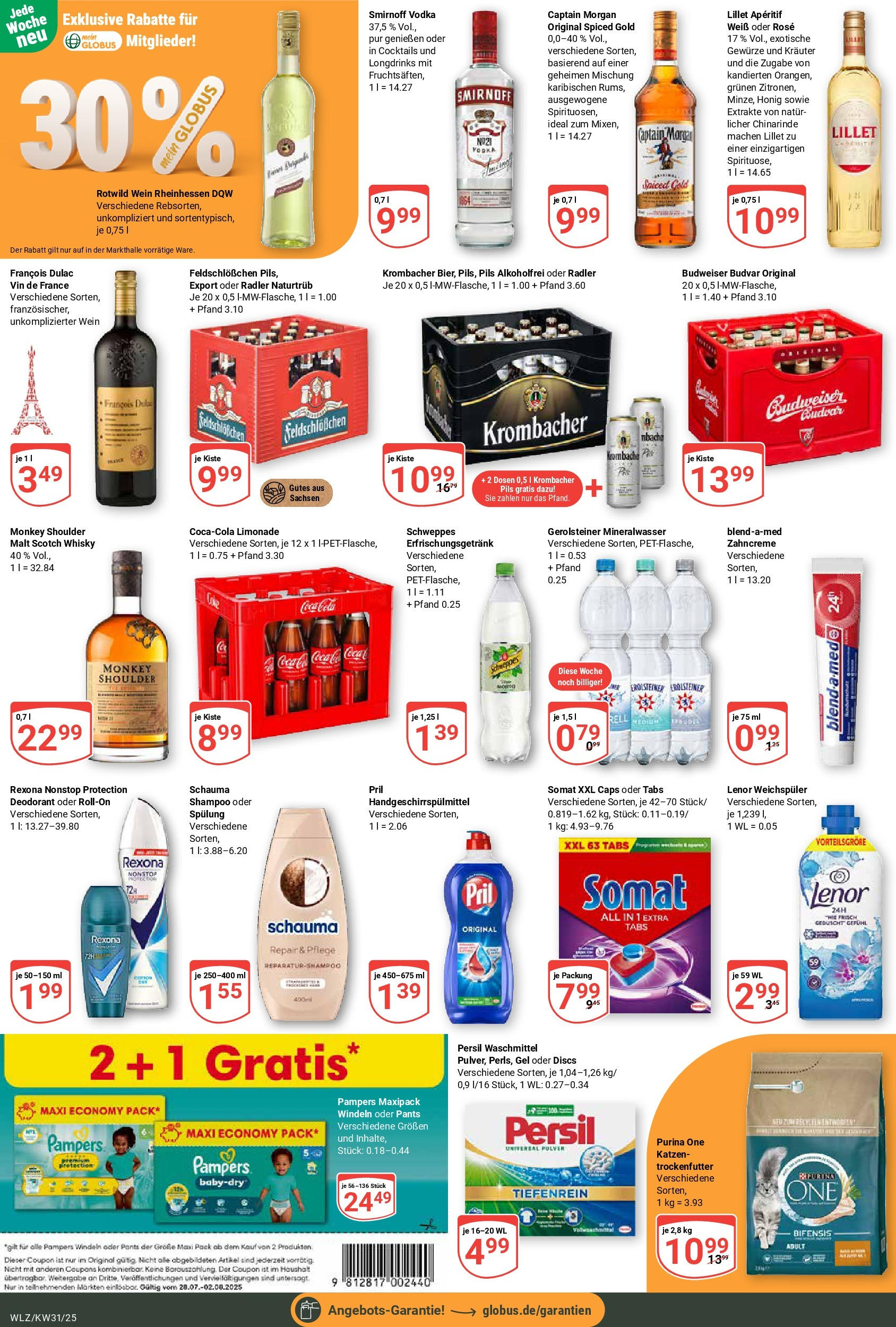 Globus prospekt Weischlitz (ab 28.07.2025) » Angebote ab Montag | Seite: 3 | Produkte: Purina one, Pampers, Limonade, Gewürze Globus prospekt Weischlitz (ab 28.07.2025) » Angebote online | Seite: 3 | Produkte: Purina one, Pampers, Limonade, Gewürze