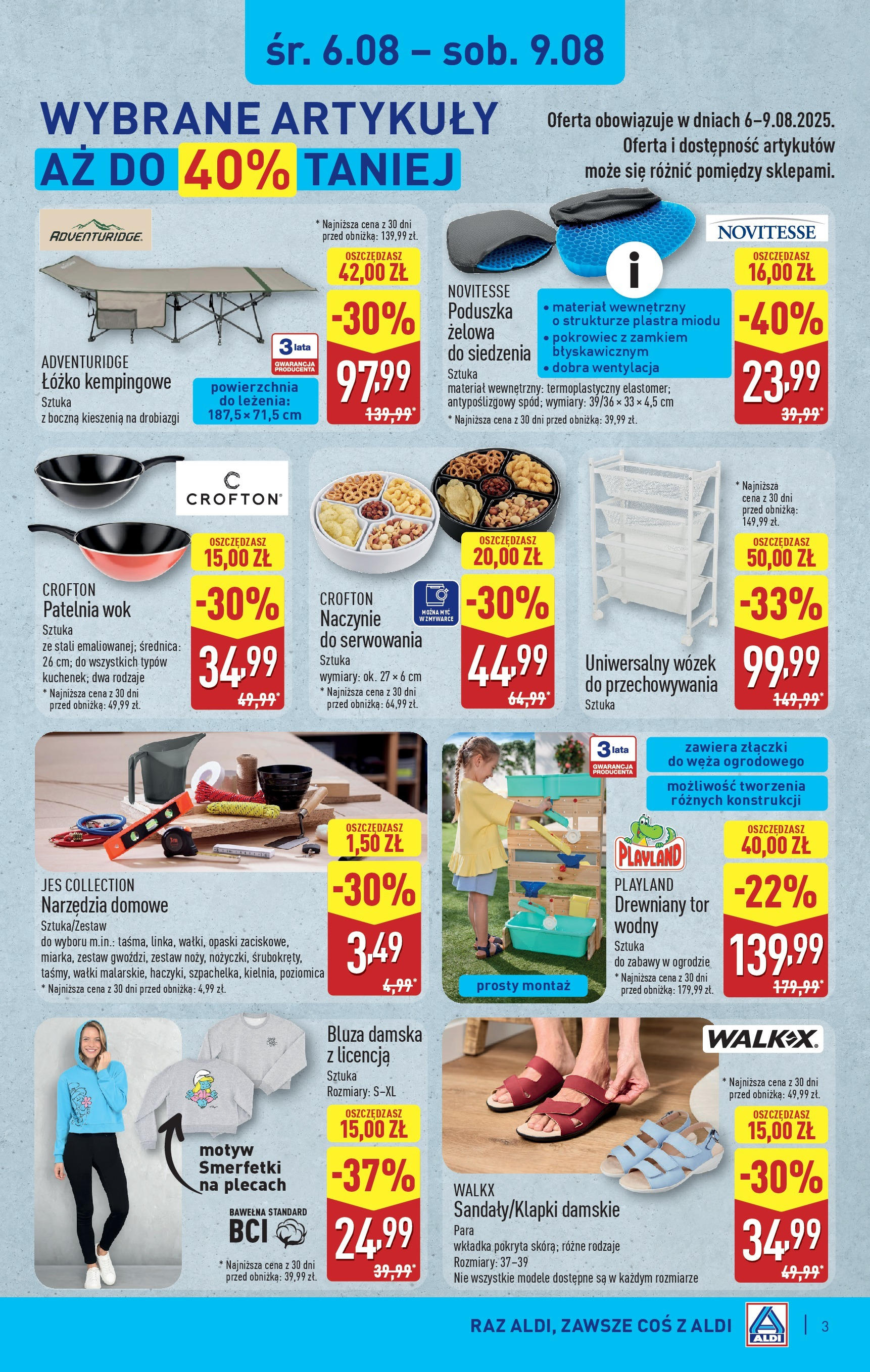 Aldi Gazetka - Artykuły przemysłowe i tekstylia od 06.08.2025 - Ulotka PDF, promocje | Strona: 3 | Produkty: Łóżko, Poduszka, Patelnia wok, Patelnia