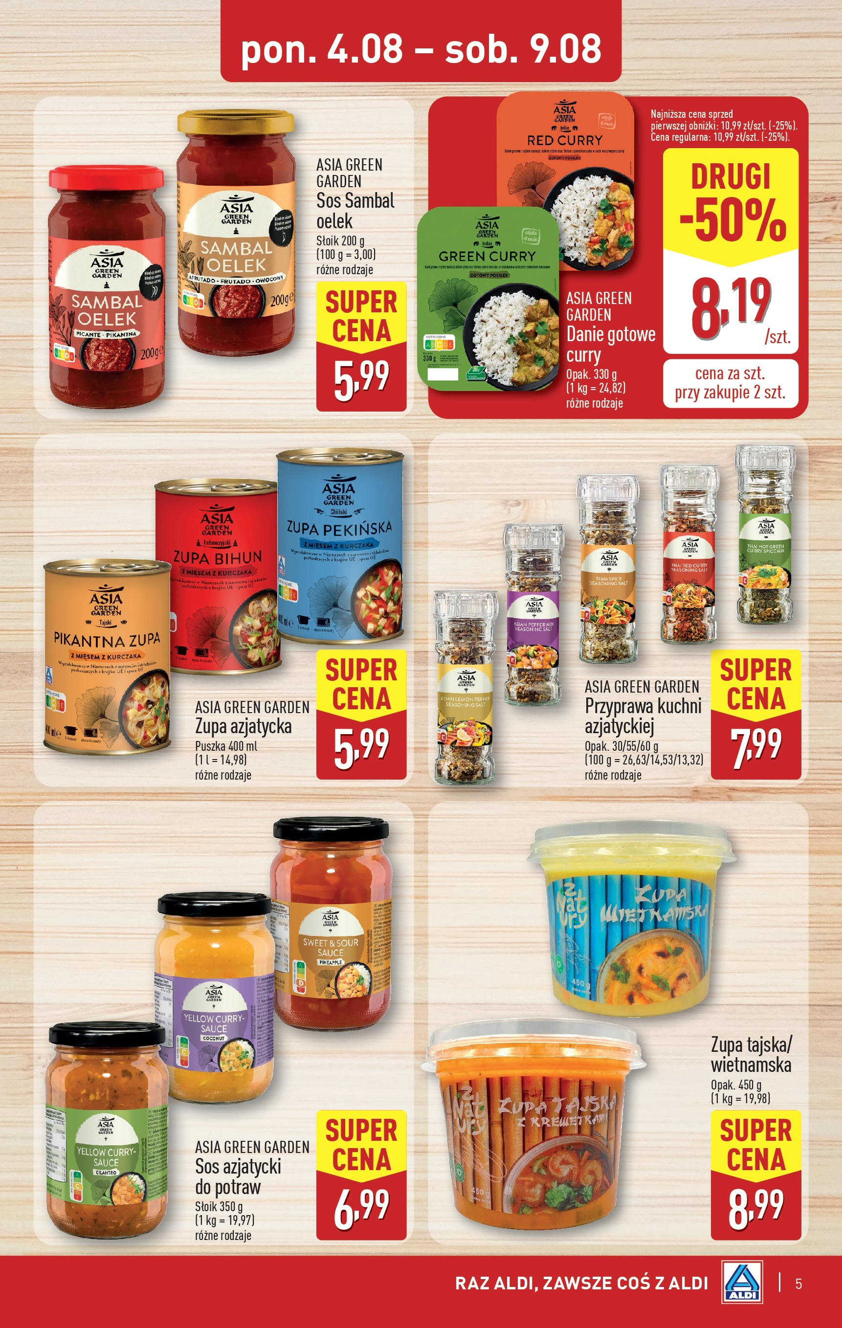 Aldi Gazetka - Tydzień Azji od 04.08.2025 - Ulotka PDF, promocje | Strona: 5 | Produkty: Zupa tajska, Curry, Zupa, Sos